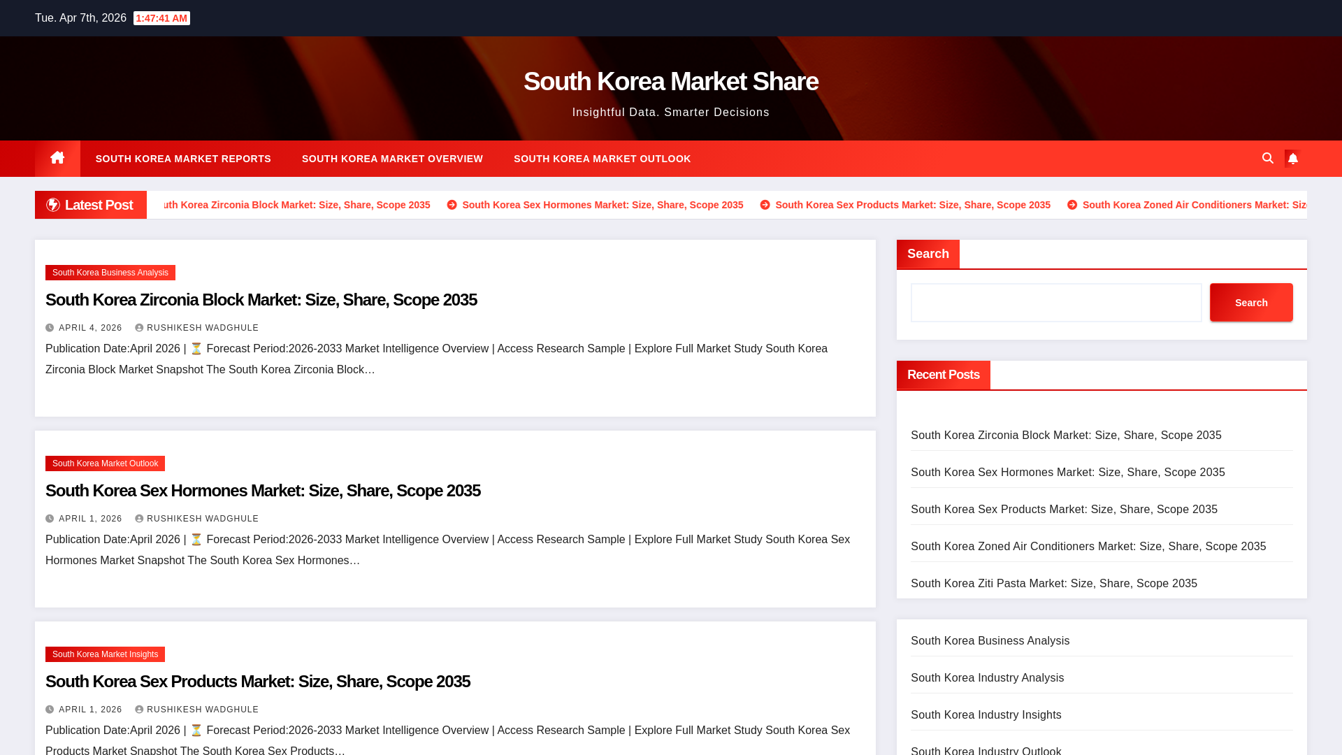 website screenshot of https://southkoreamarketshare.online