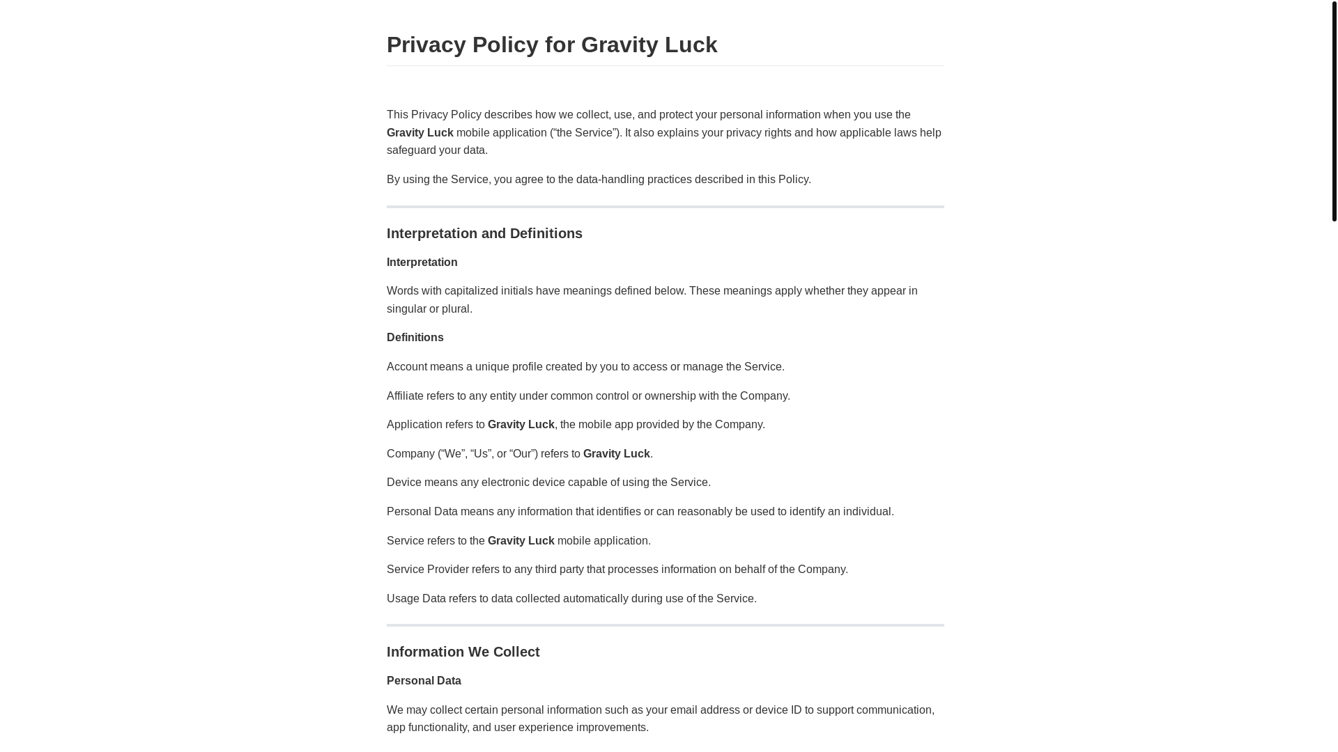 website screenshot of https://gravityluck.online/