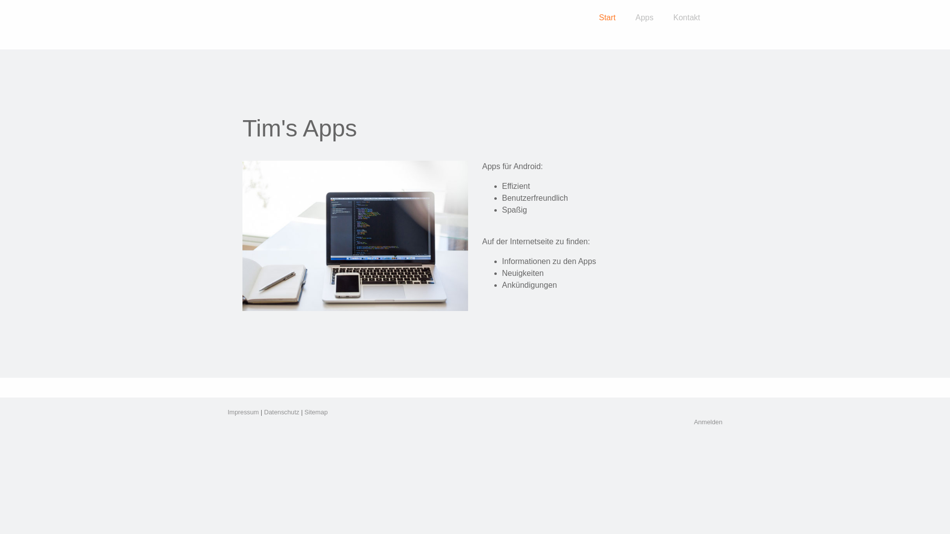 website screenshot of https://timsapps.de
