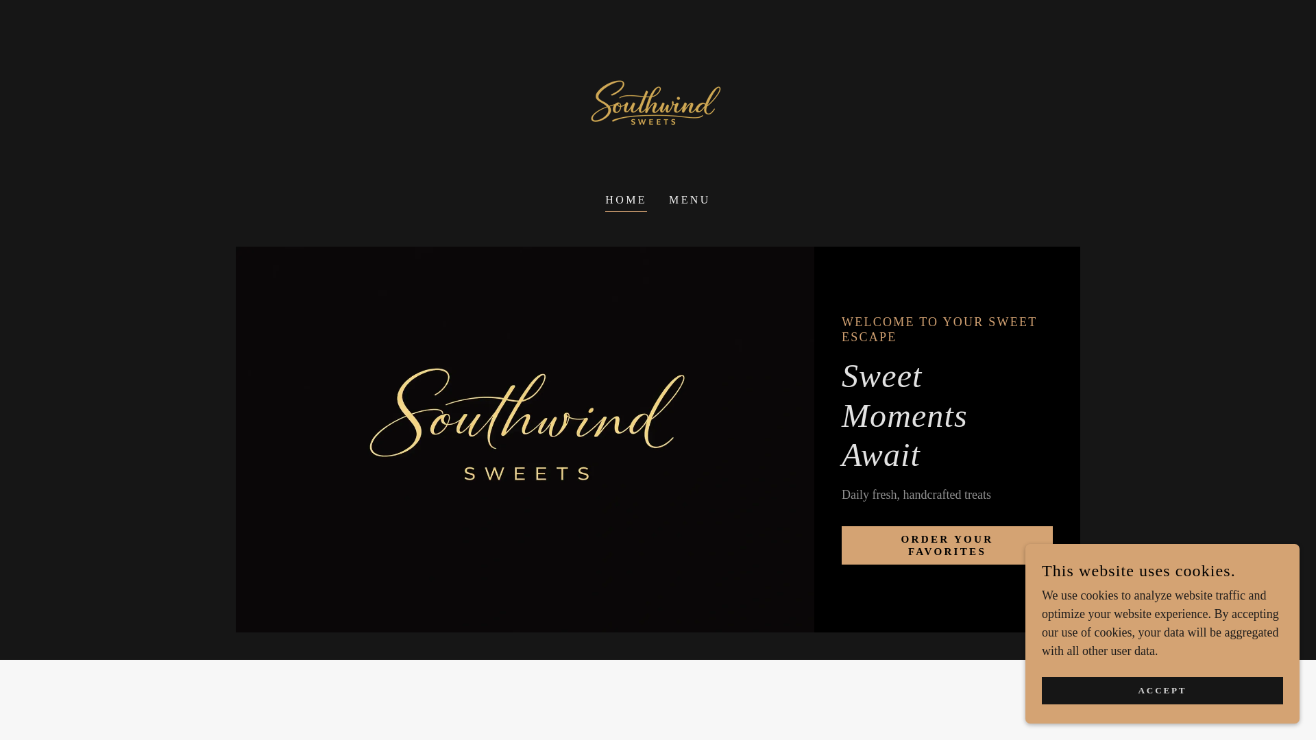 website screenshot of https://southwindsweets.com
