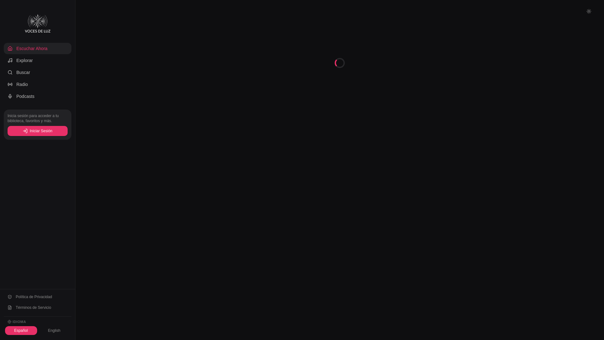 website screenshot of https://vocesdeluz.music