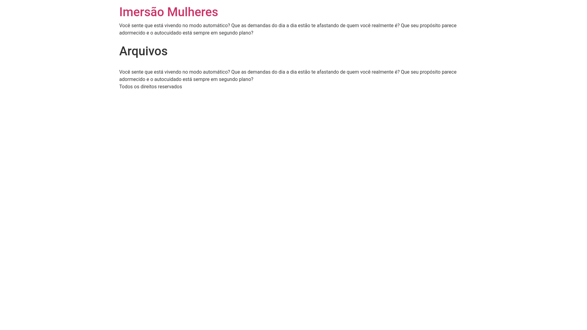 website screenshot of https://imersaomulheresemacao.com.br/