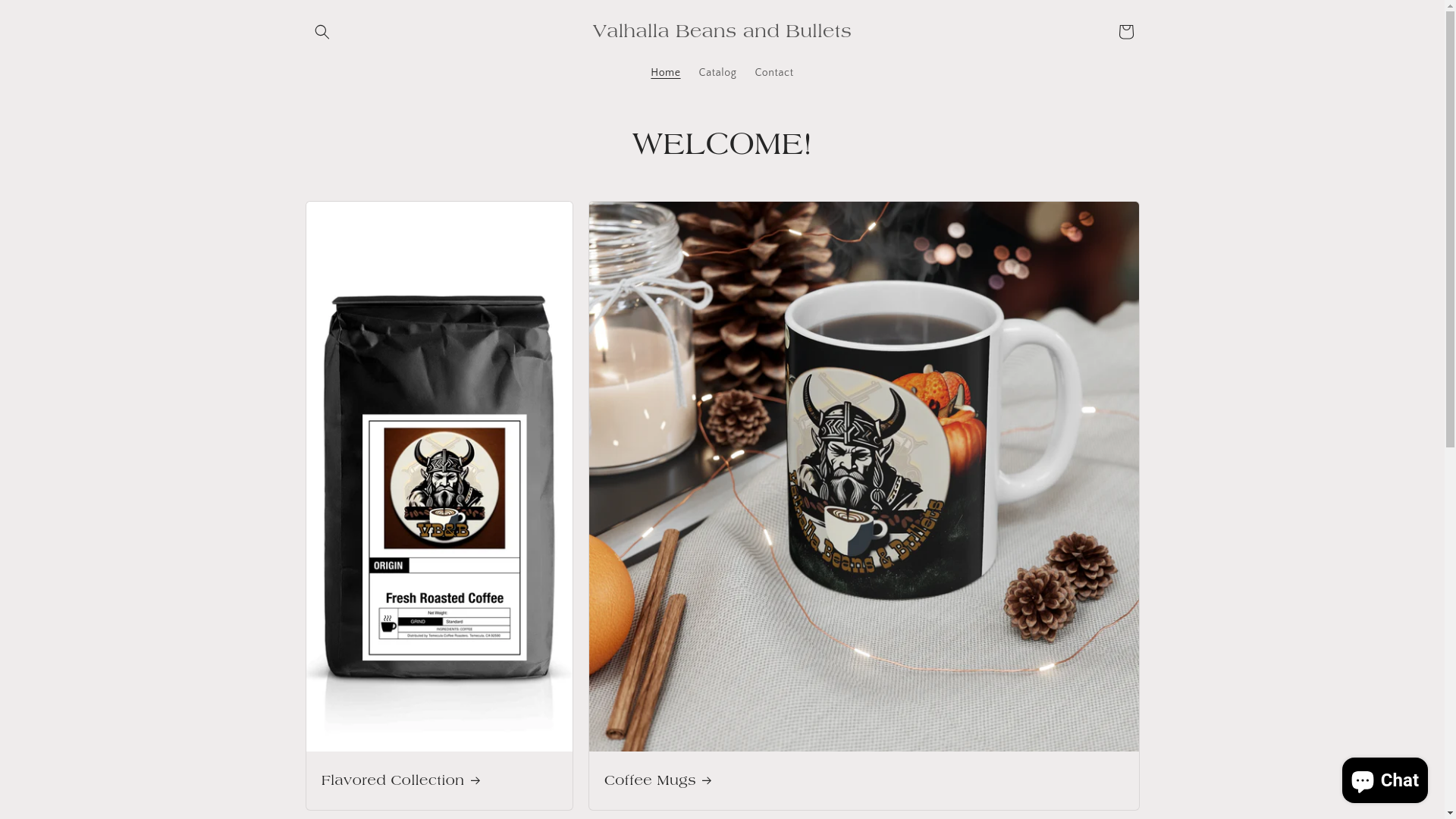 website screenshot of https://valhallabeansandbullets.com/