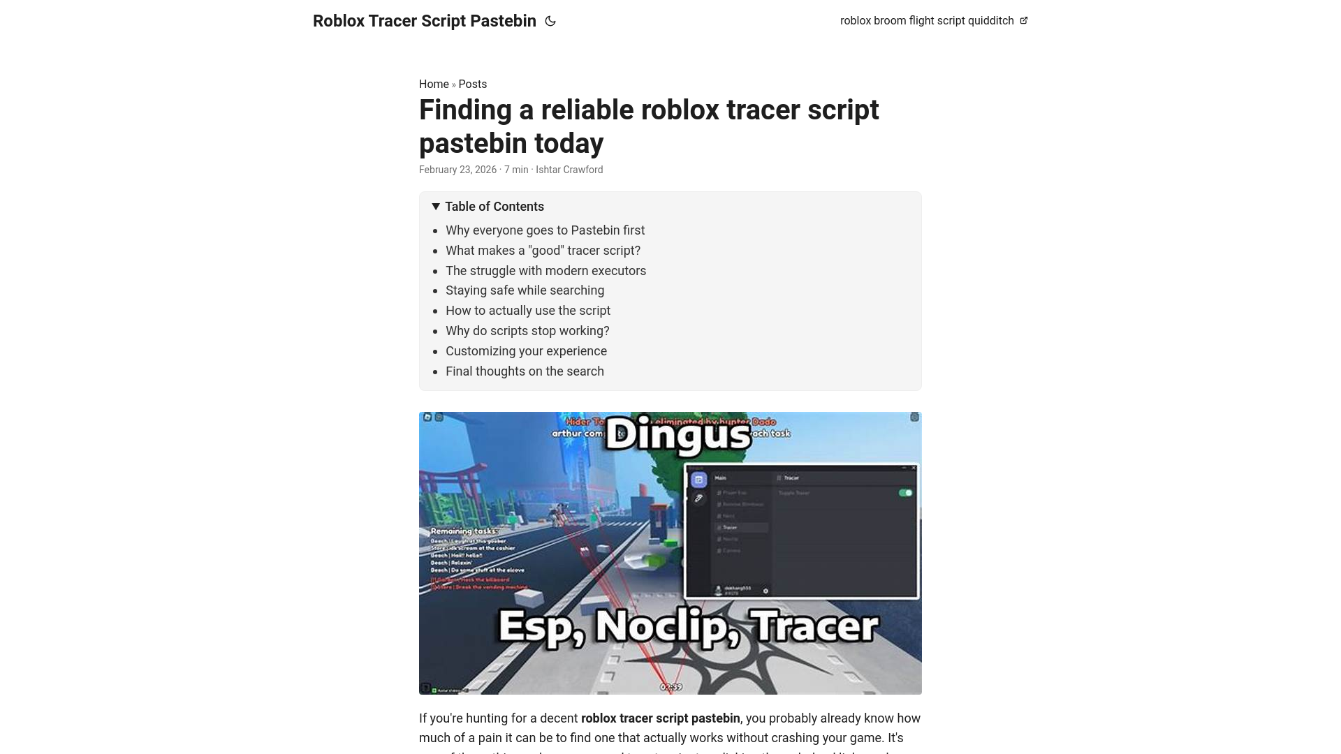 website screenshot of https://roblox-tracer-script-pastebin.pages.dev/