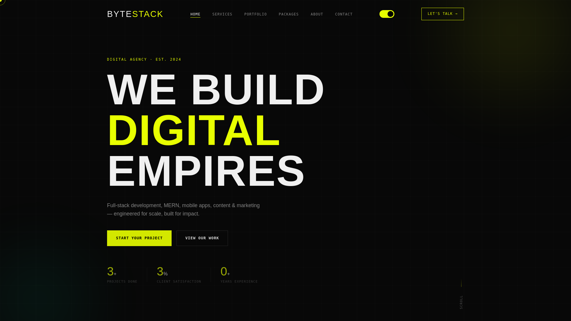 website screenshot of https://bytesstack.net/