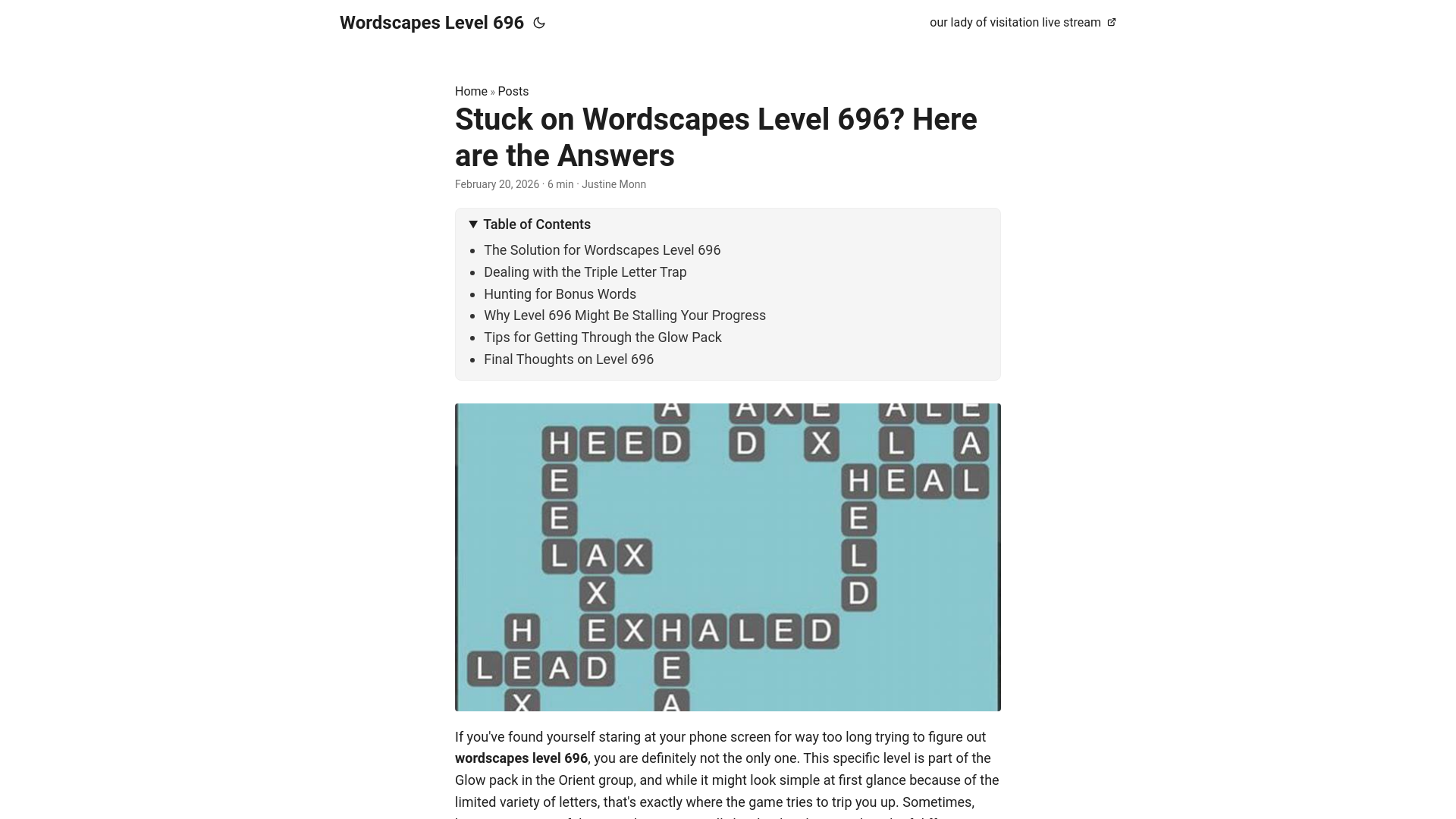 website screenshot of https://wordscapes-level-696.pages.dev/