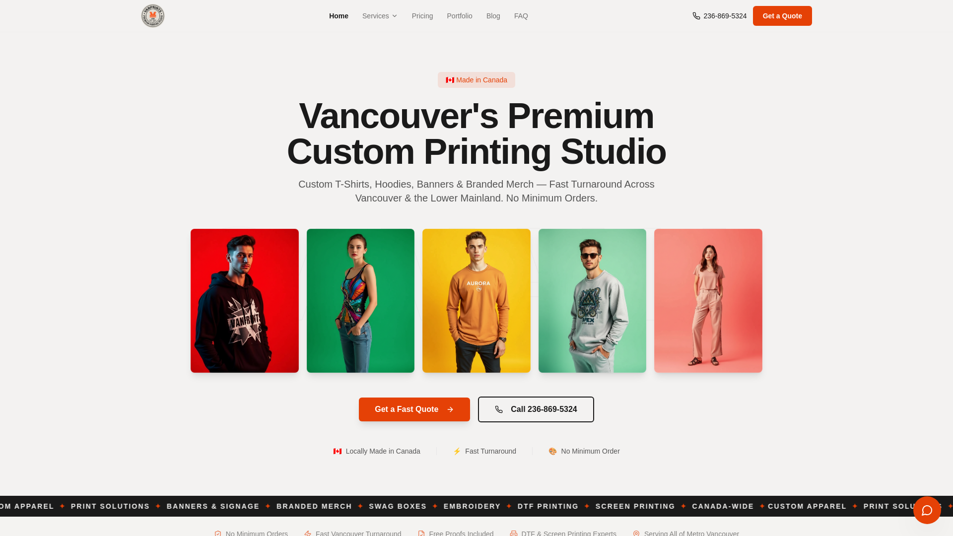 website screenshot of https://samanaprints.ca