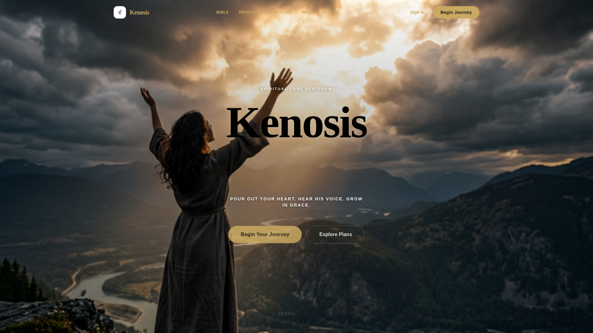 website screenshot of https://kenosis-app.com/
