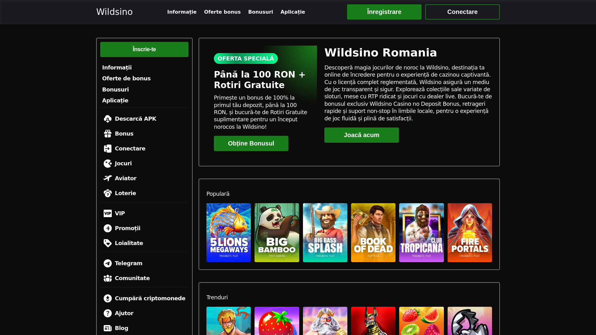 website screenshot of https://wildsinoromania-com.pages.dev/