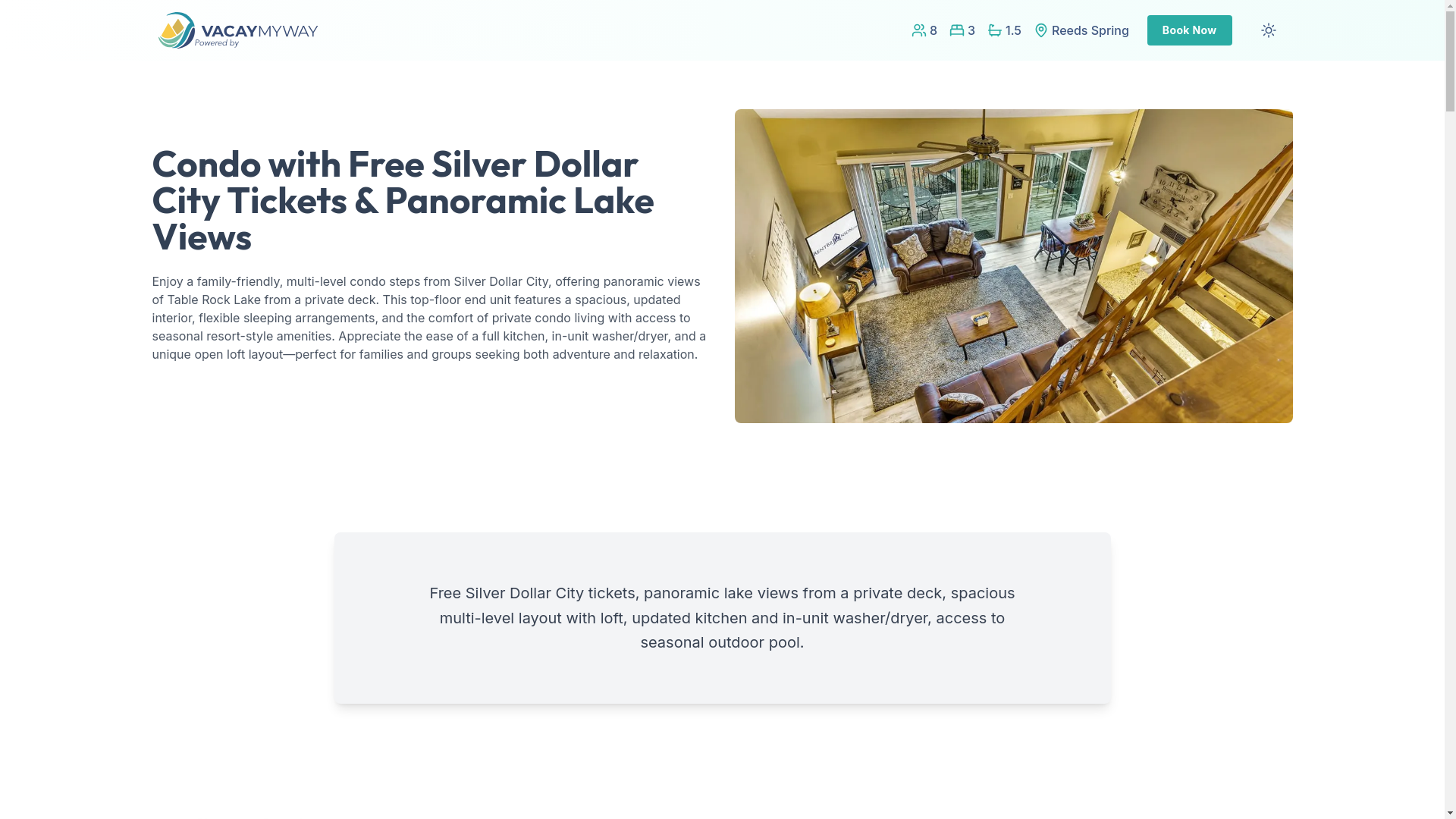 website screenshot of https://serenelakeview.vacations/