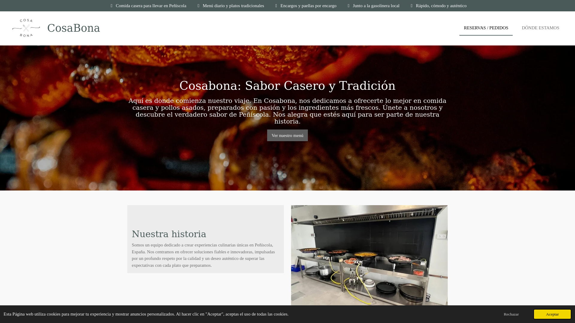website screenshot of https://cosabonacomidacaseraparallevaryreservasenpeniscola.com/