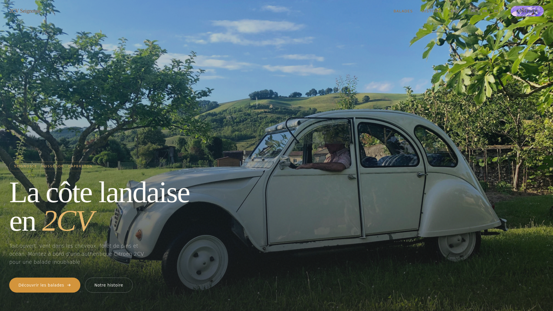 website screenshot of https://2cv-landes.com