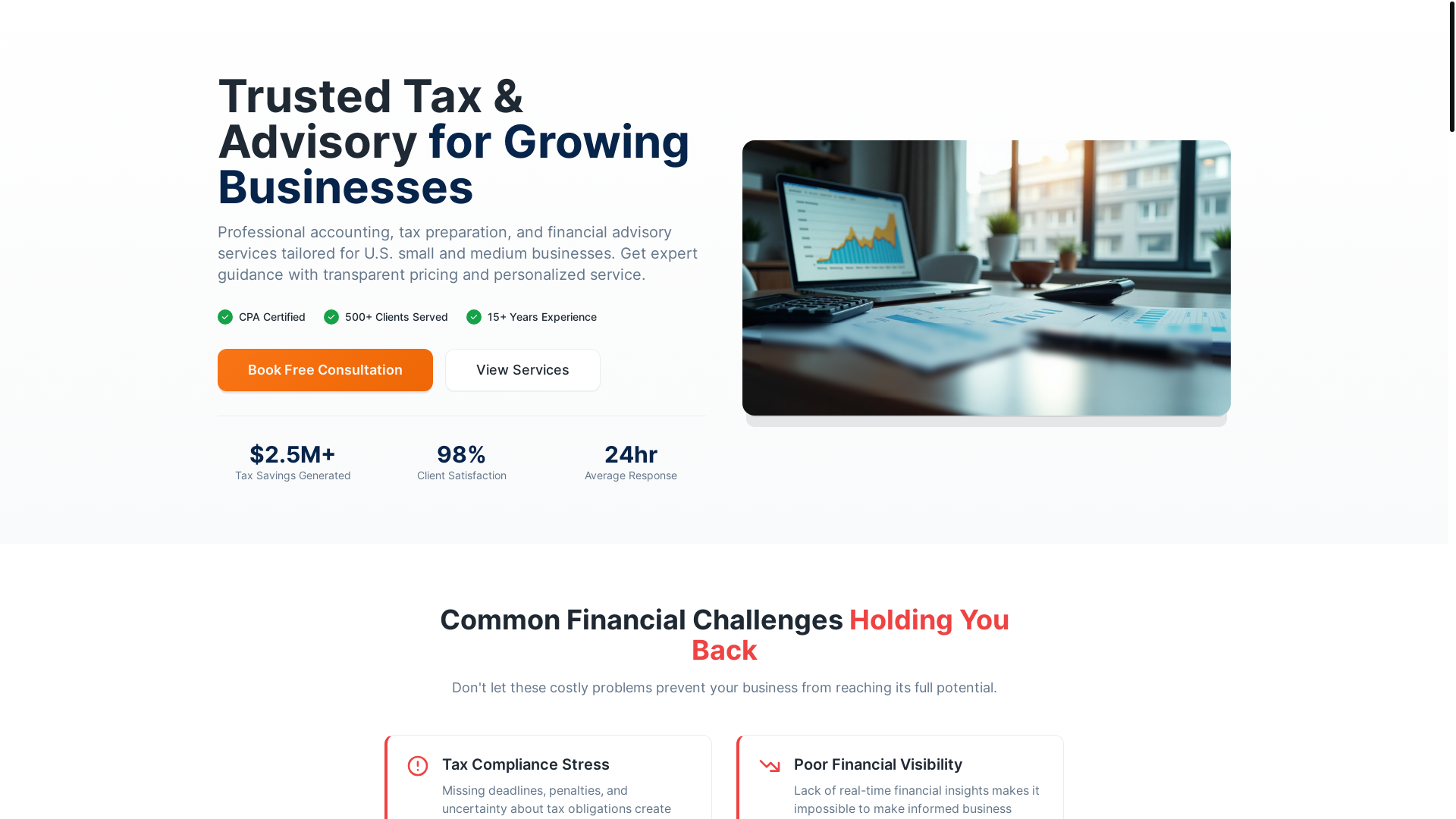 website screenshot of https://percivaltax.com/