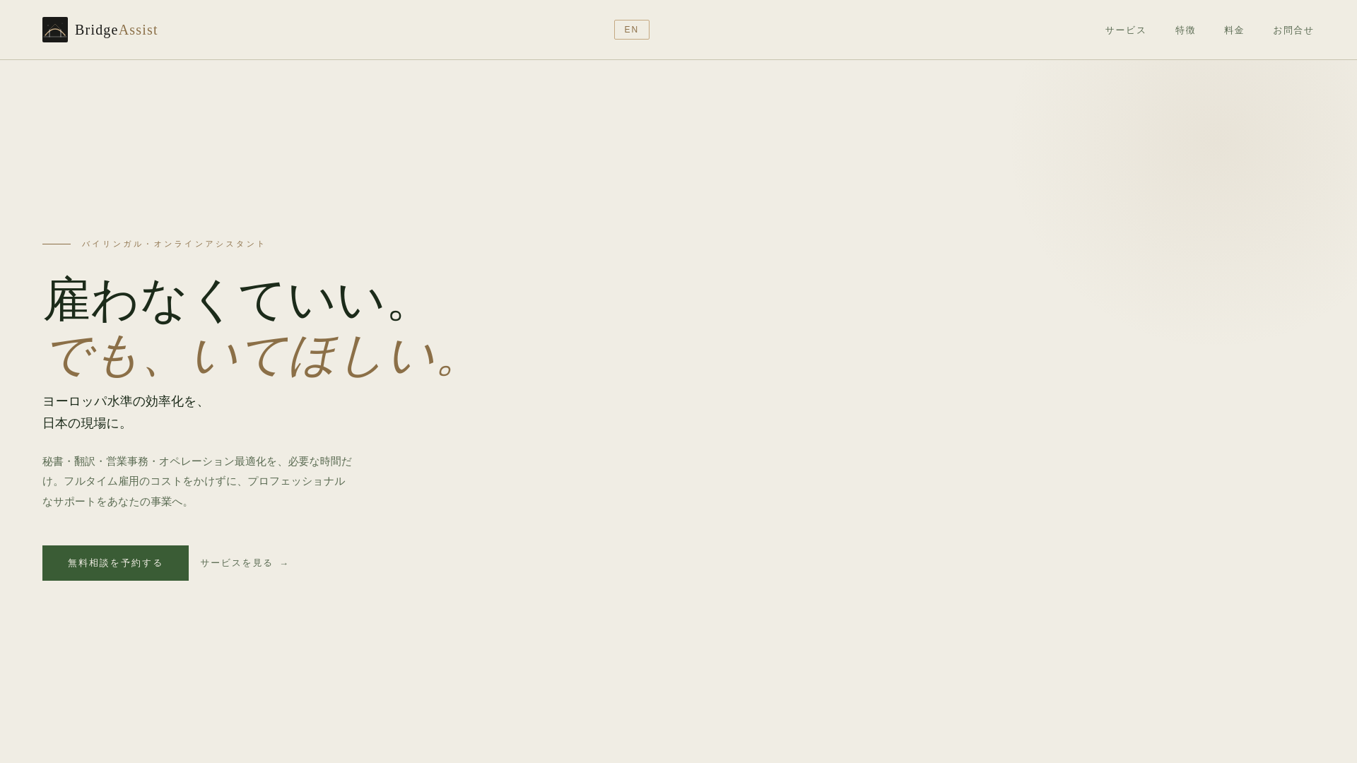 website screenshot of https://bridgeassist.jp