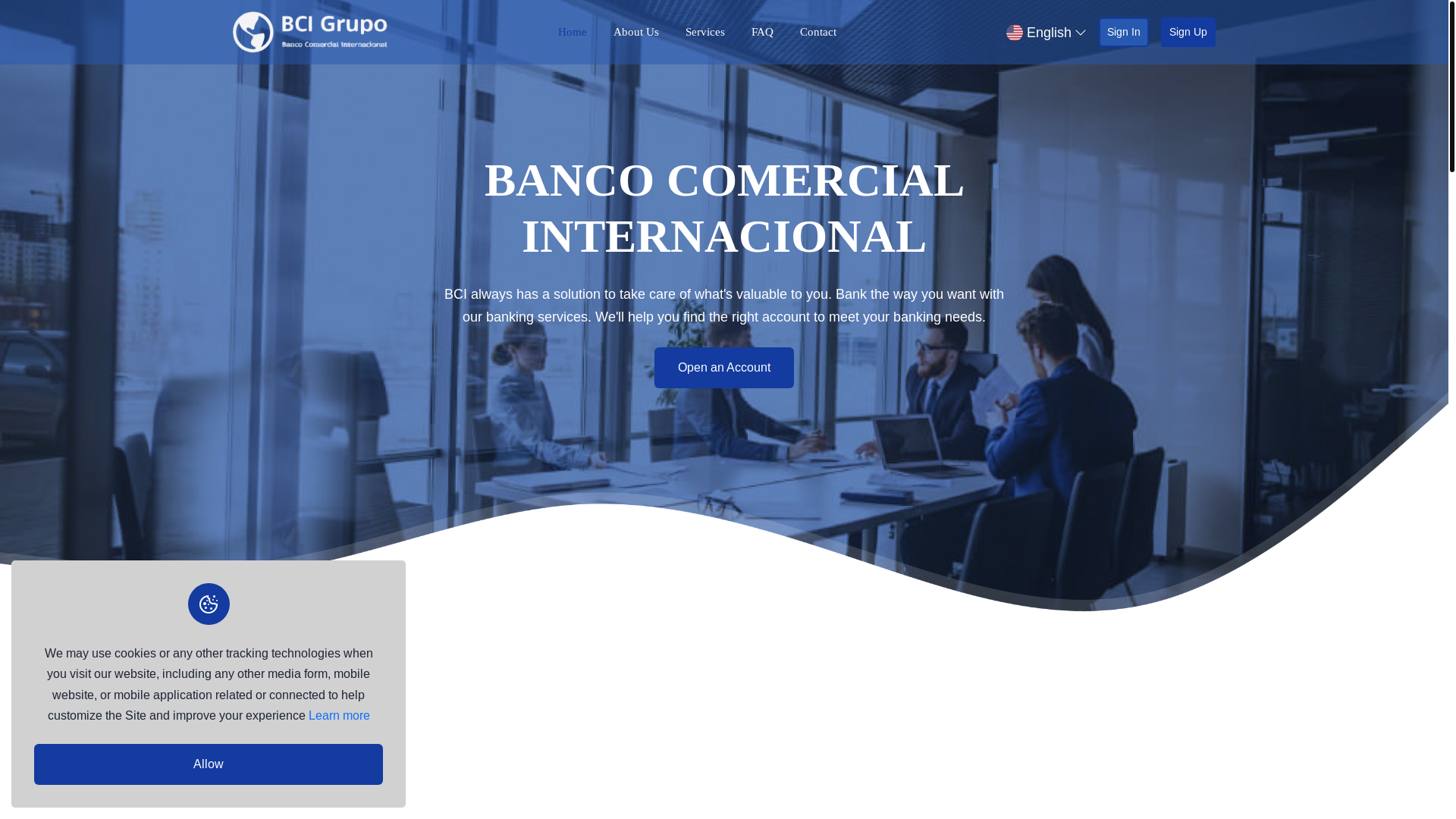 website screenshot of https://bancoscomercialinternacional.com/