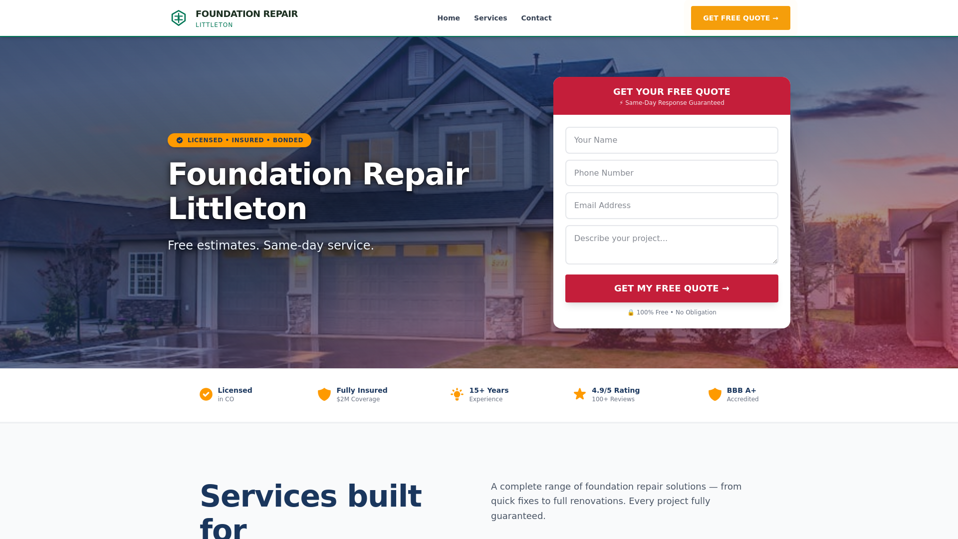 website screenshot of https://foundationrepairlittleton.pages.dev/