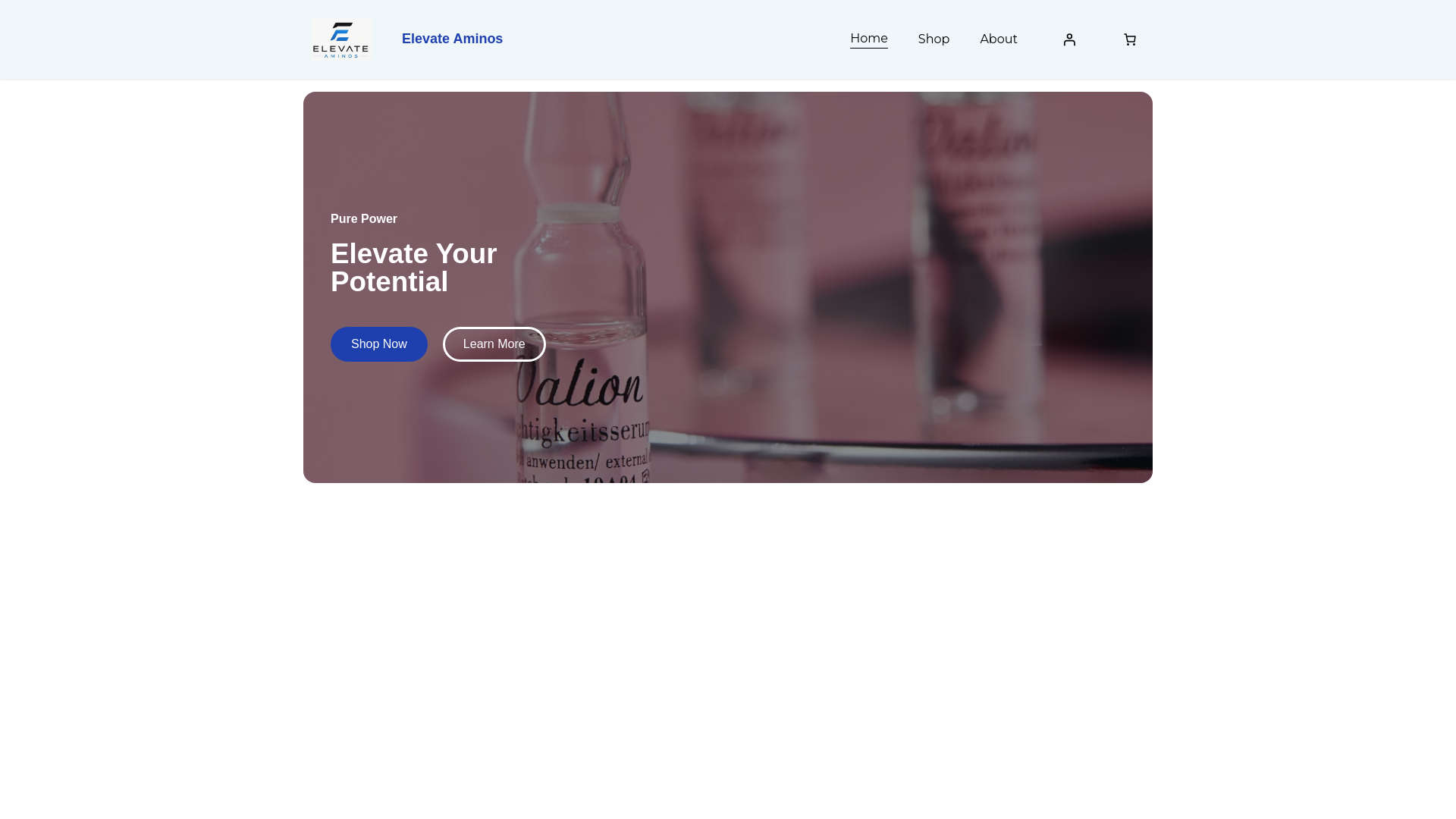 website screenshot of https://elevateaminos.shop/