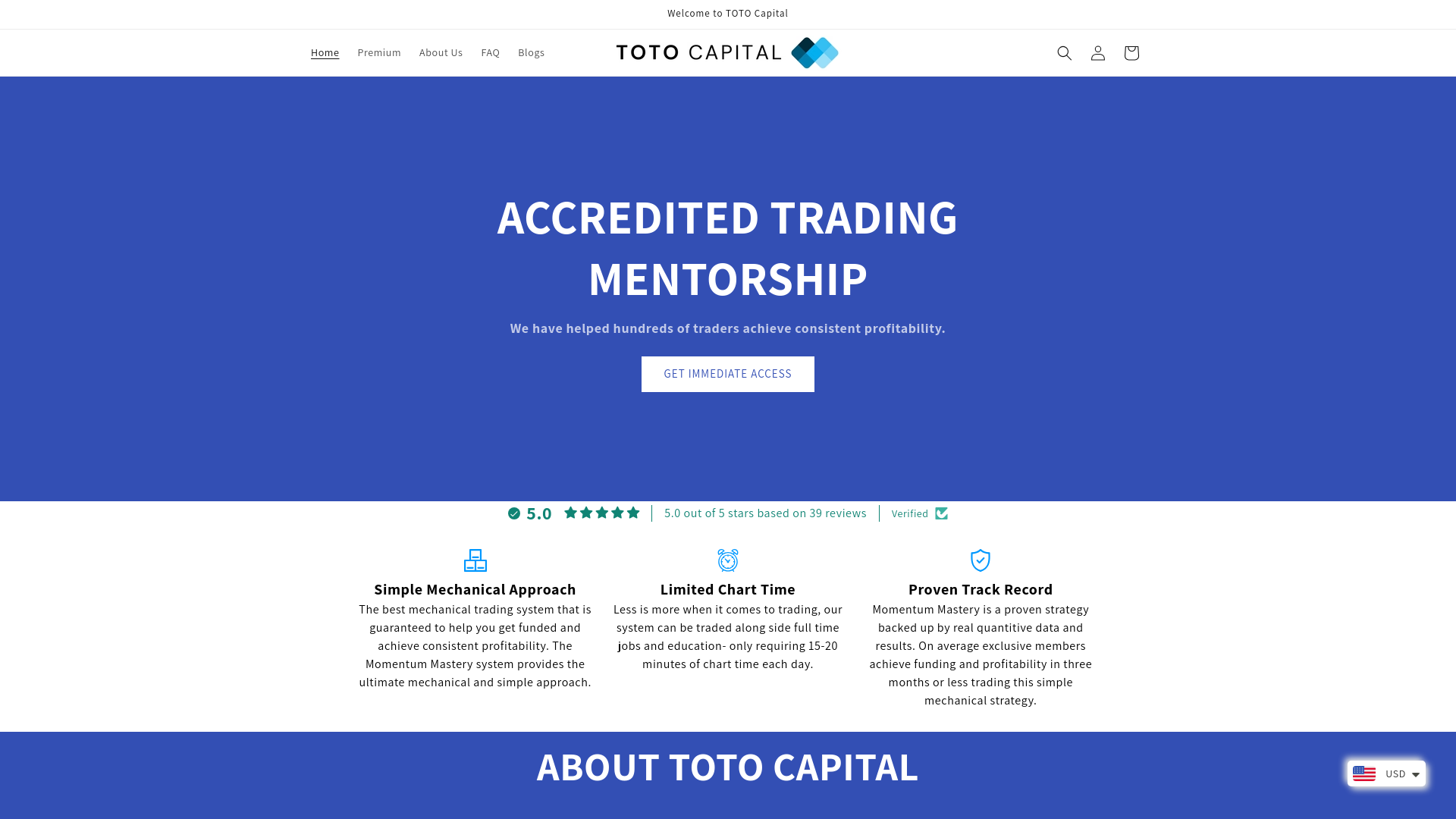 website screenshot of https://totocapitaltrading.com/
