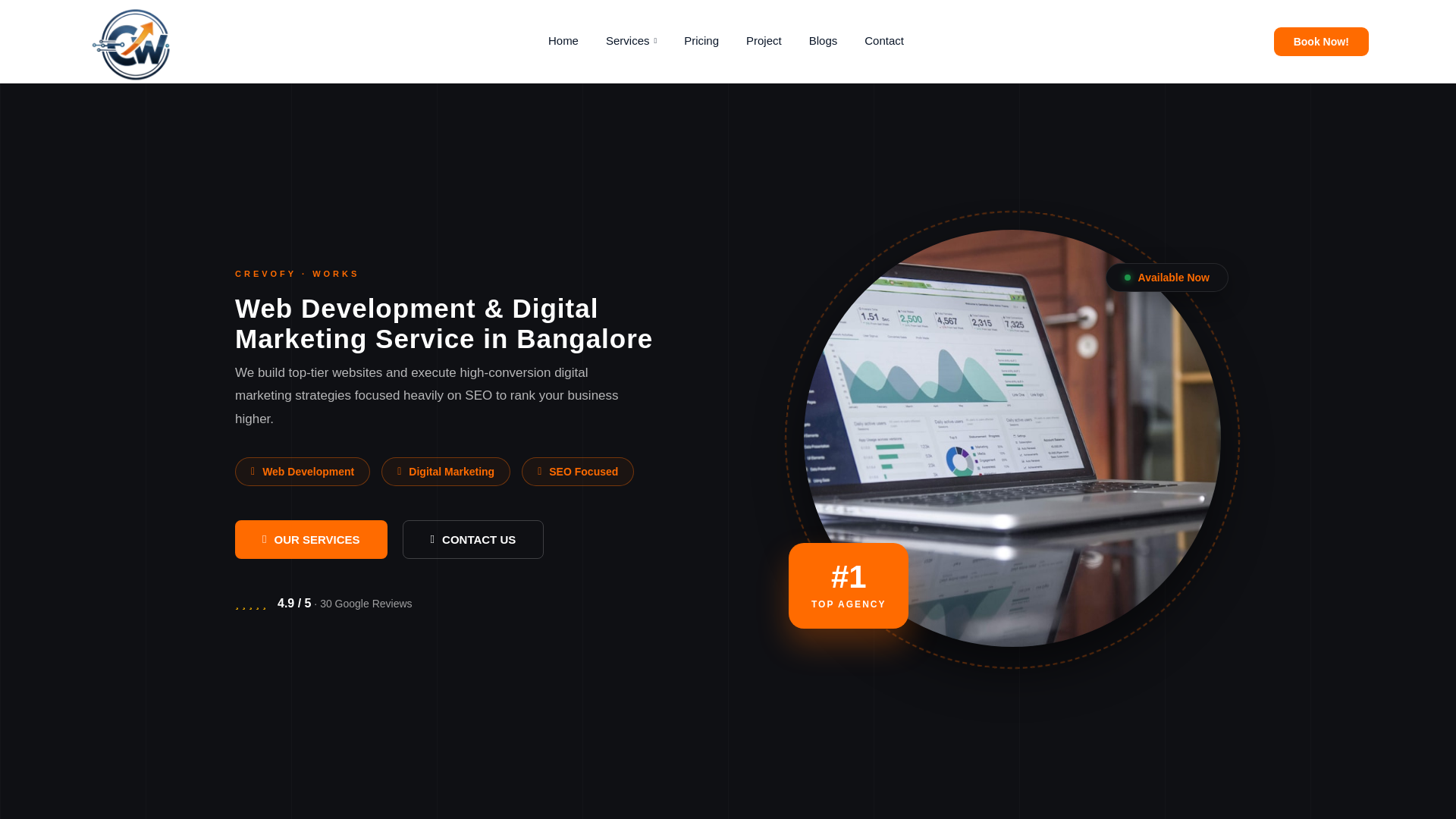 website screenshot of https://crevofyworks.com/