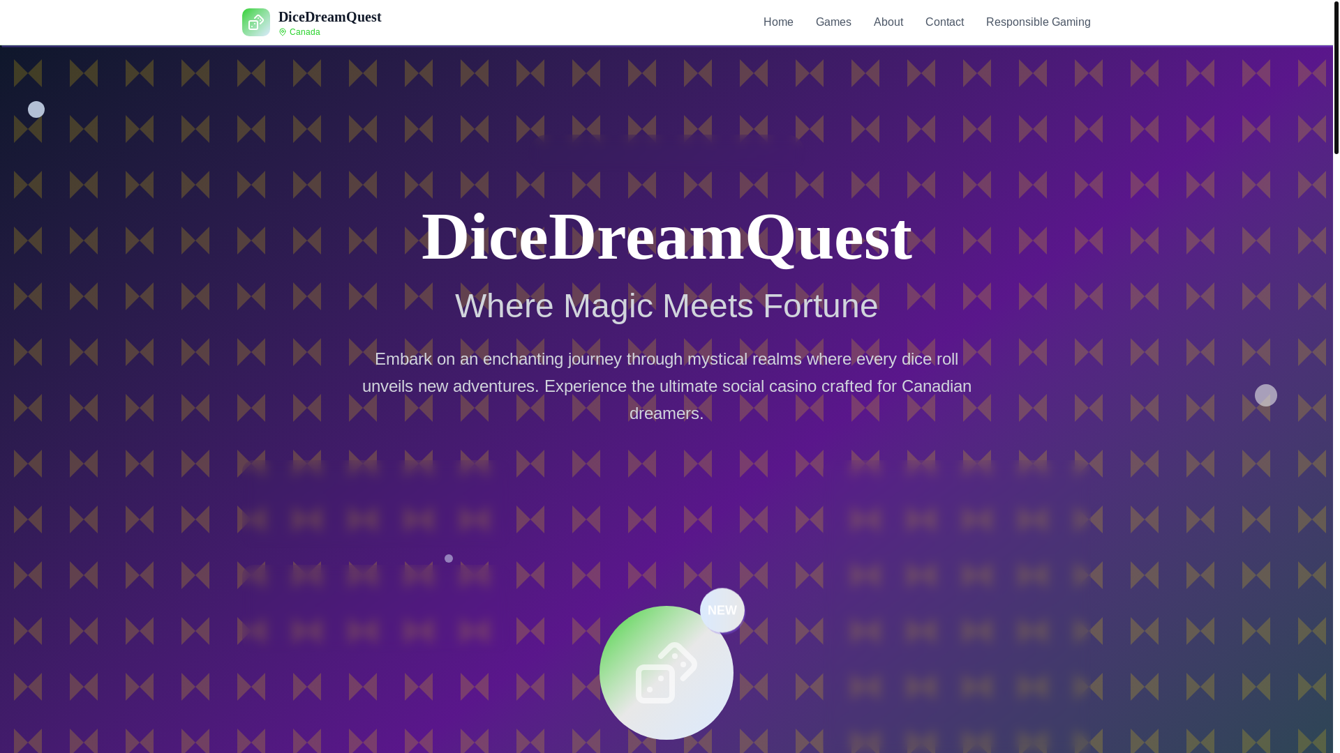 website screenshot of https://dicedreamquest.com/