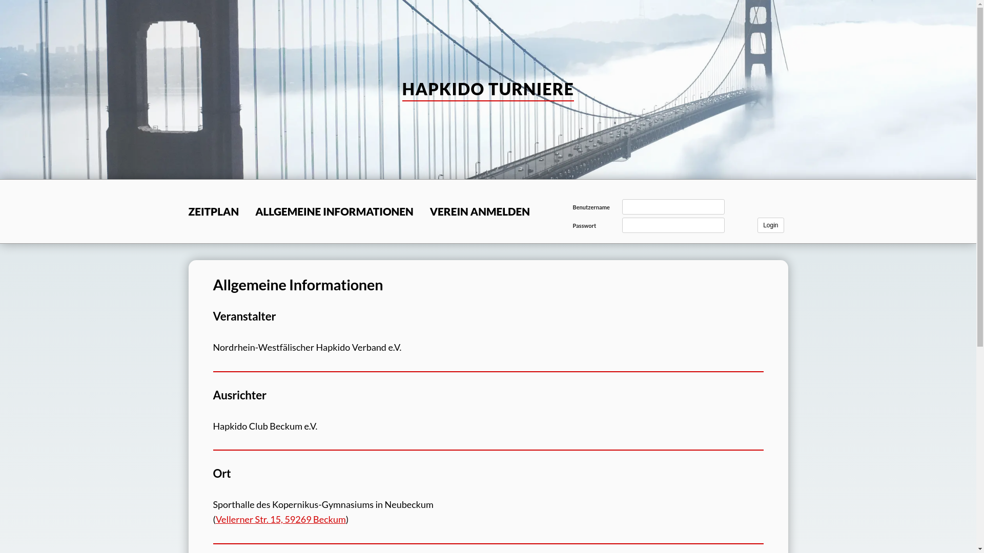 website screenshot of https://hapkido-turniere.de/