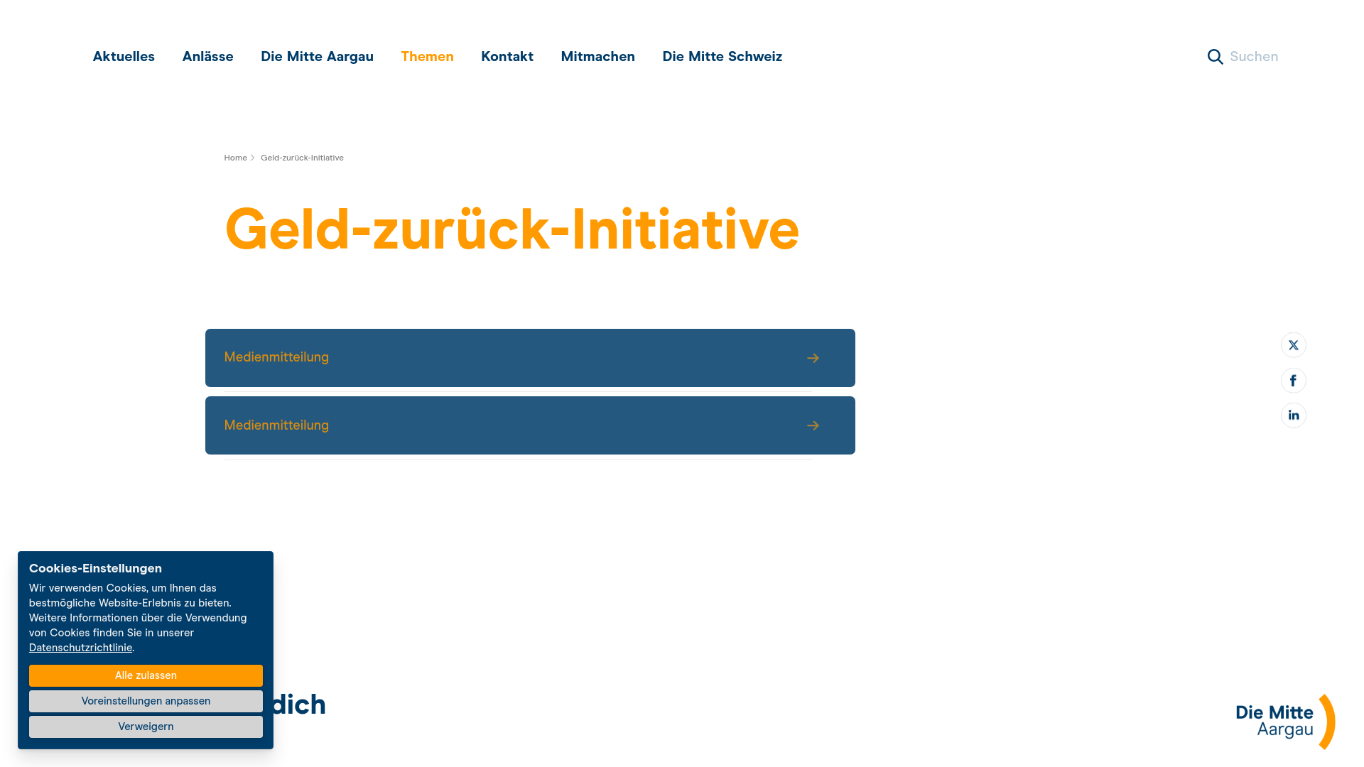 website screenshot of https://geld-zurueck-initiative-ja.ch/