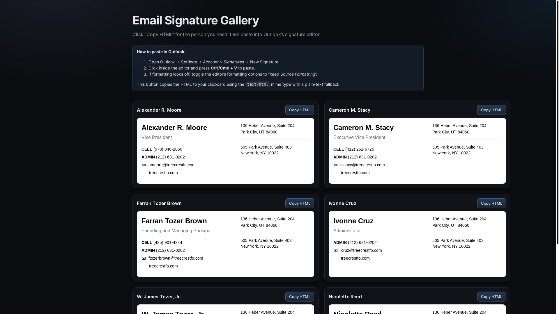 website screenshot of https://treecrestemail.pages.dev/