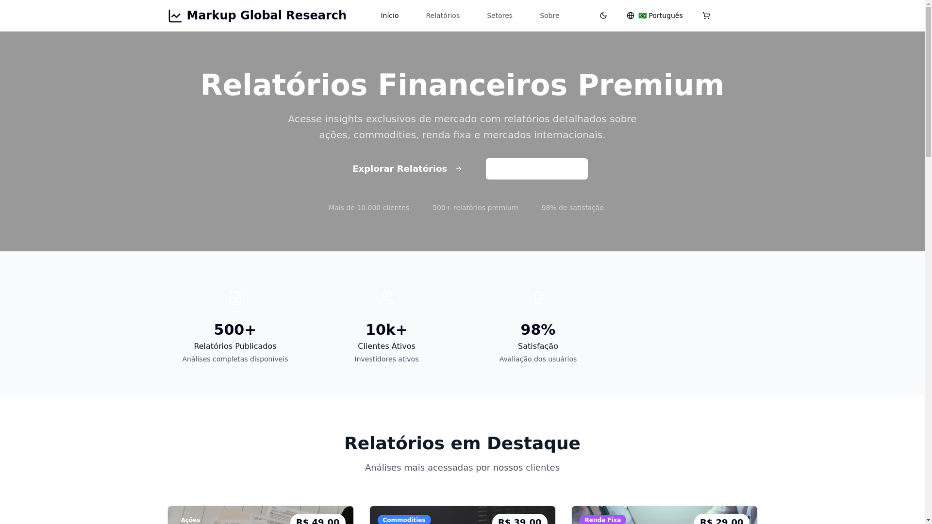 website screenshot of https://markup-investments.com/