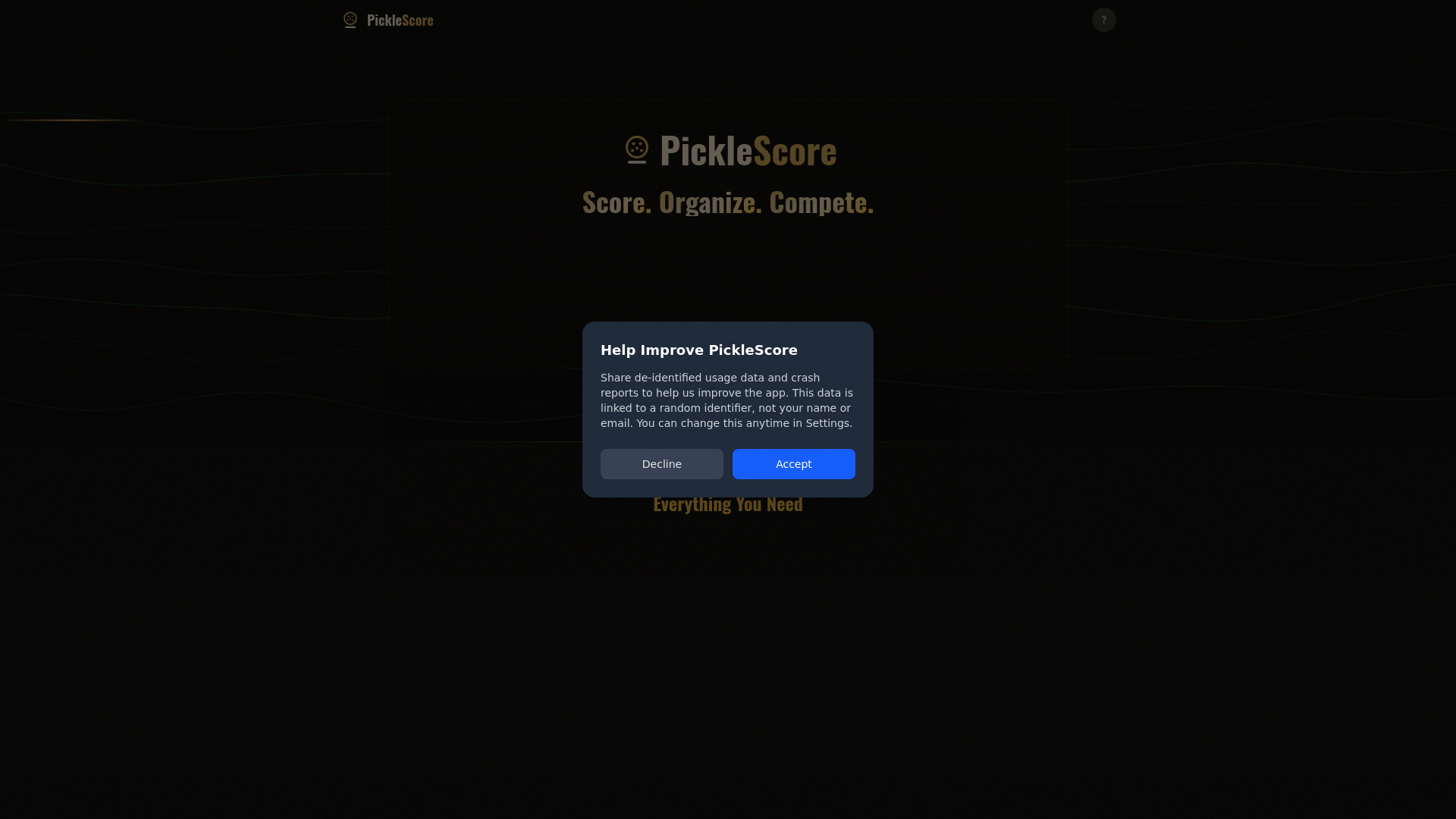 website screenshot of https://picklescoring.app/