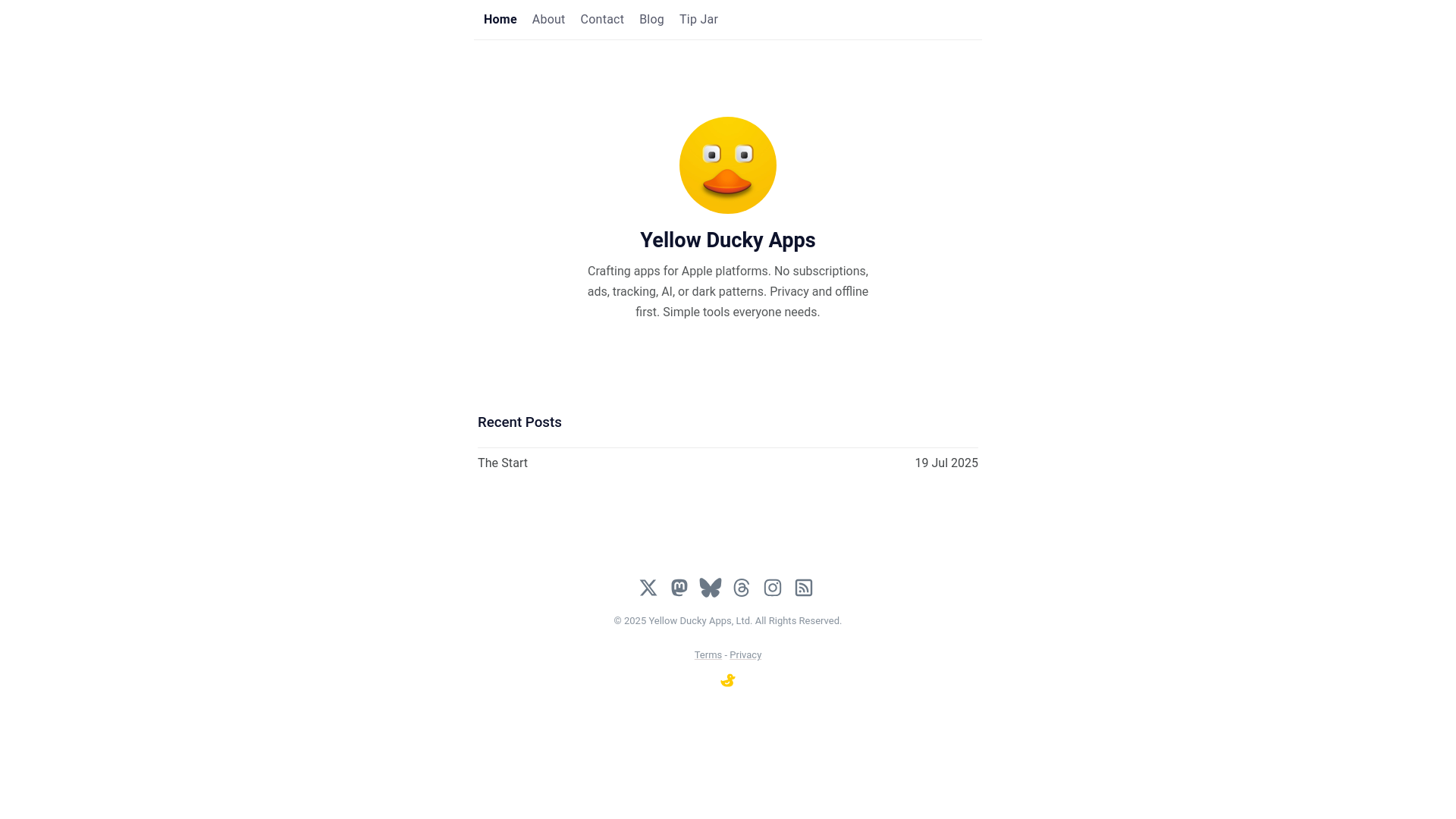 website screenshot of https://yellowduckyapps.com/