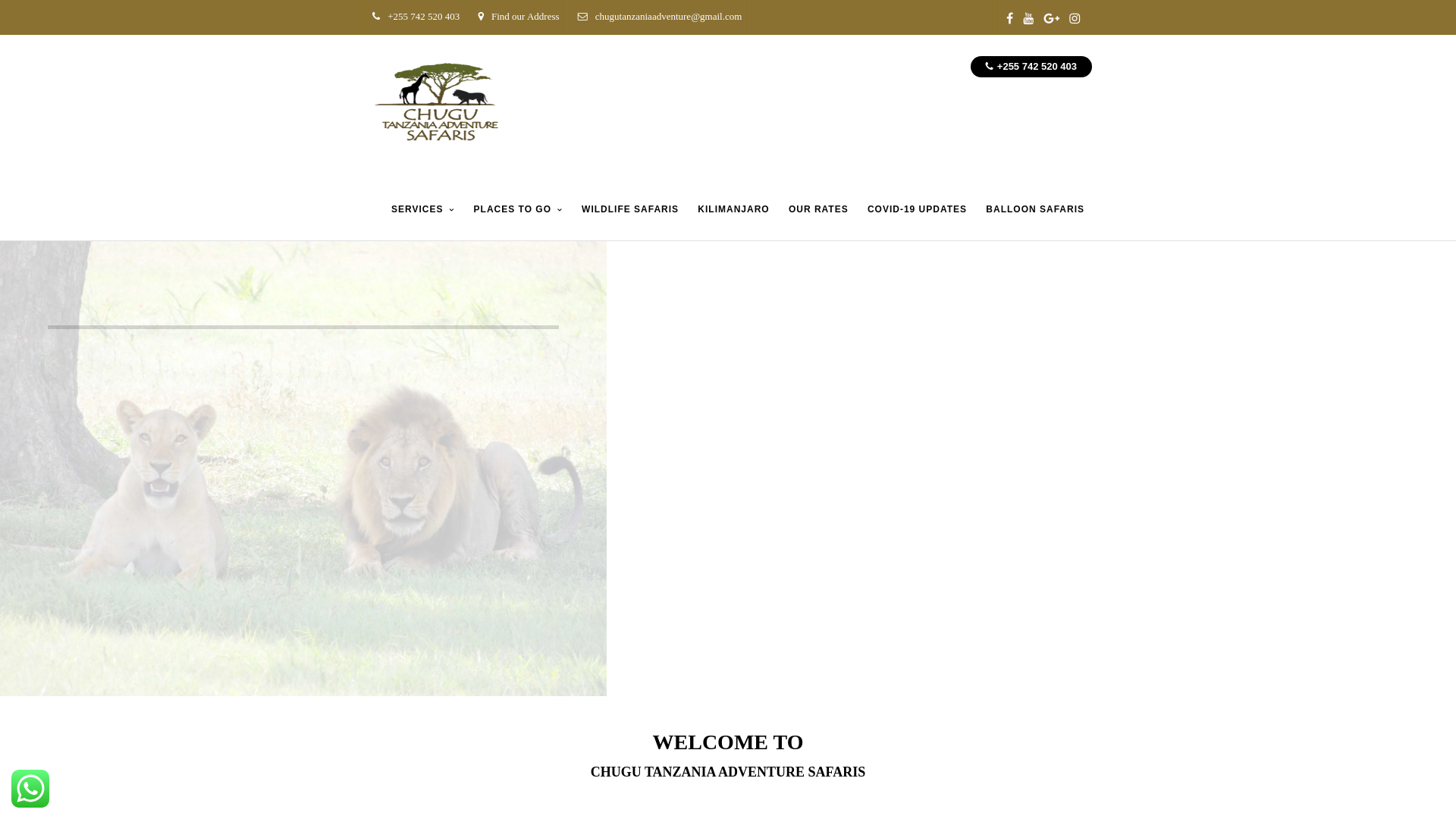 website screenshot of https://chuguadventures.co.tz