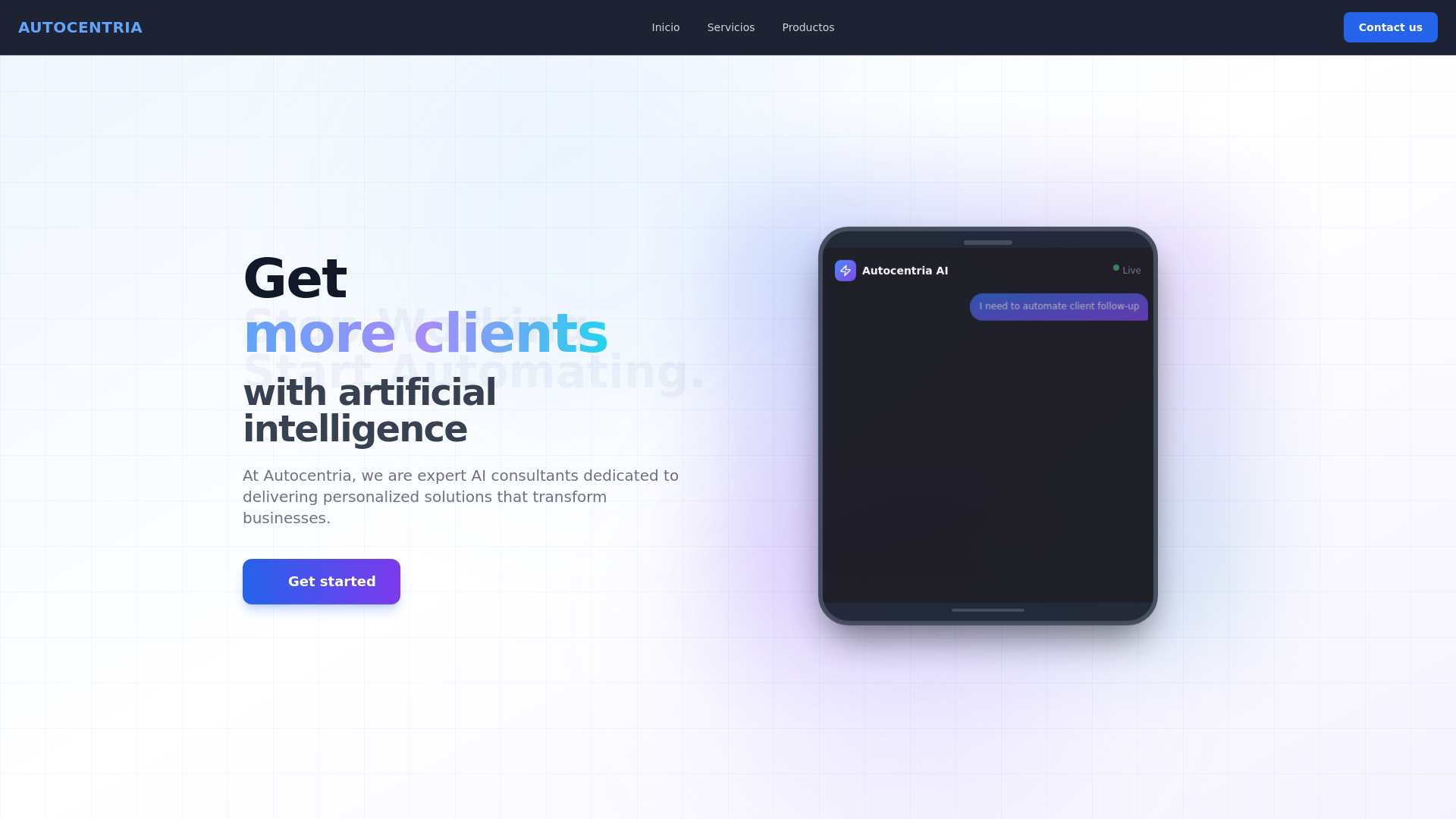 website screenshot of https://autocentria.com