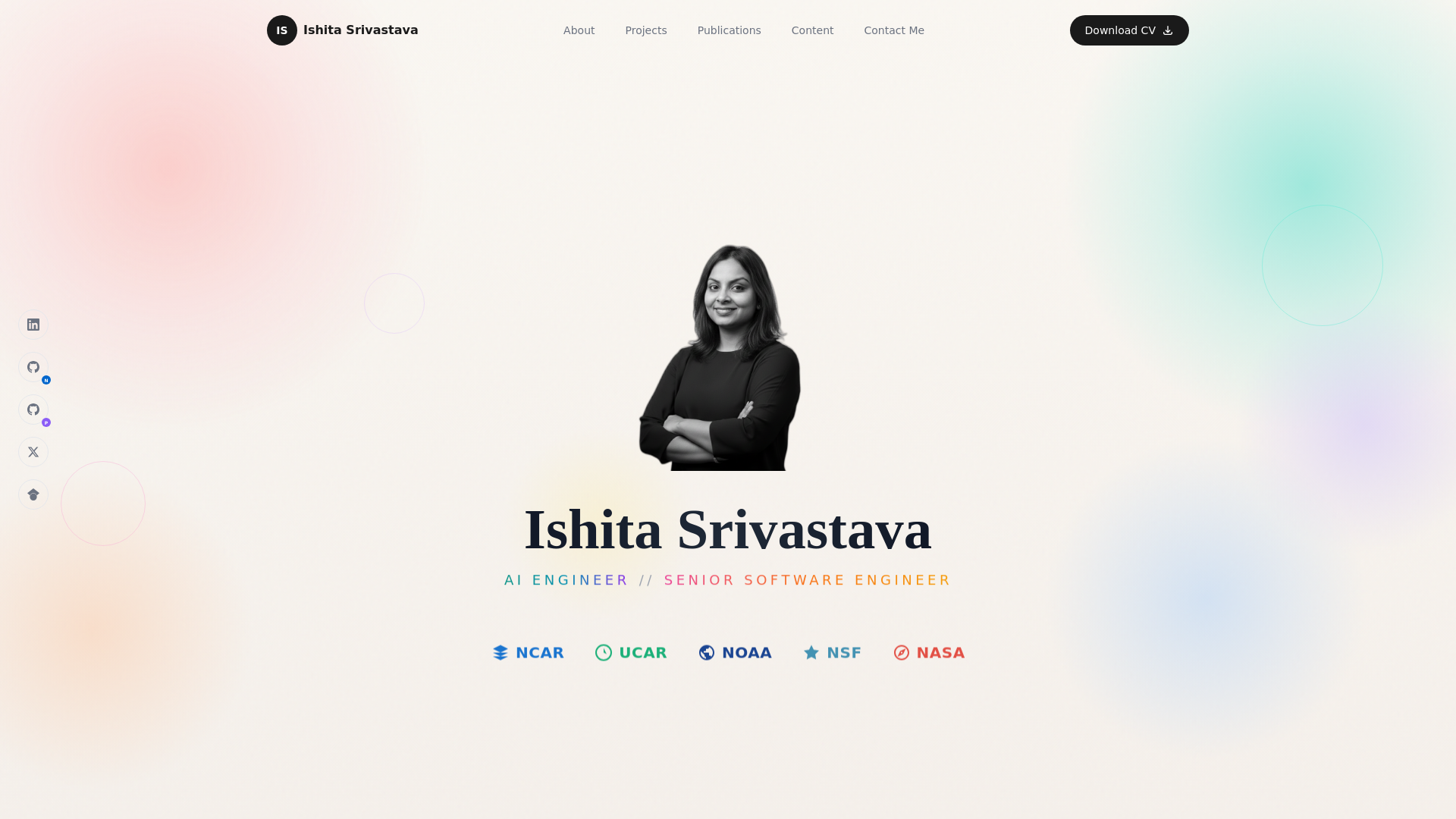 website screenshot of https://ishitasrivastava.me