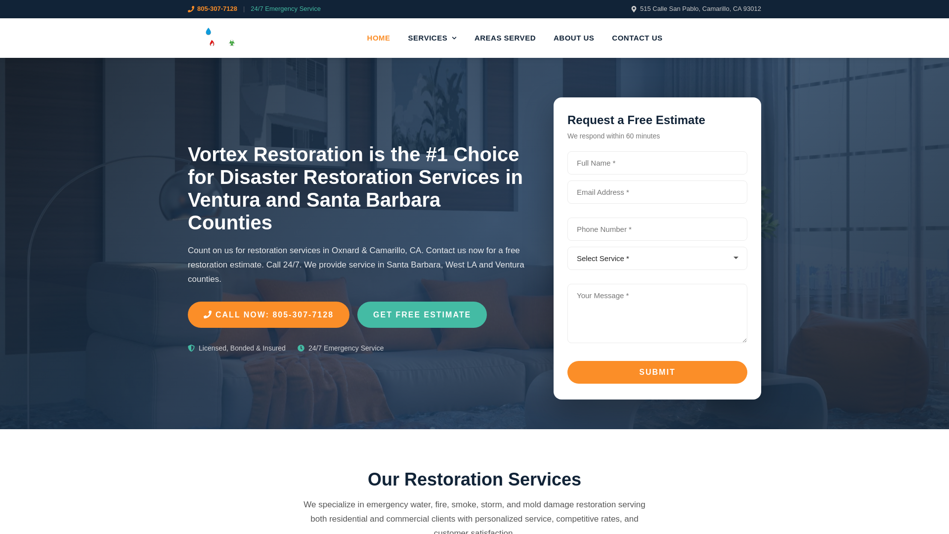 website screenshot of https://vortexrestoration.pages.dev/