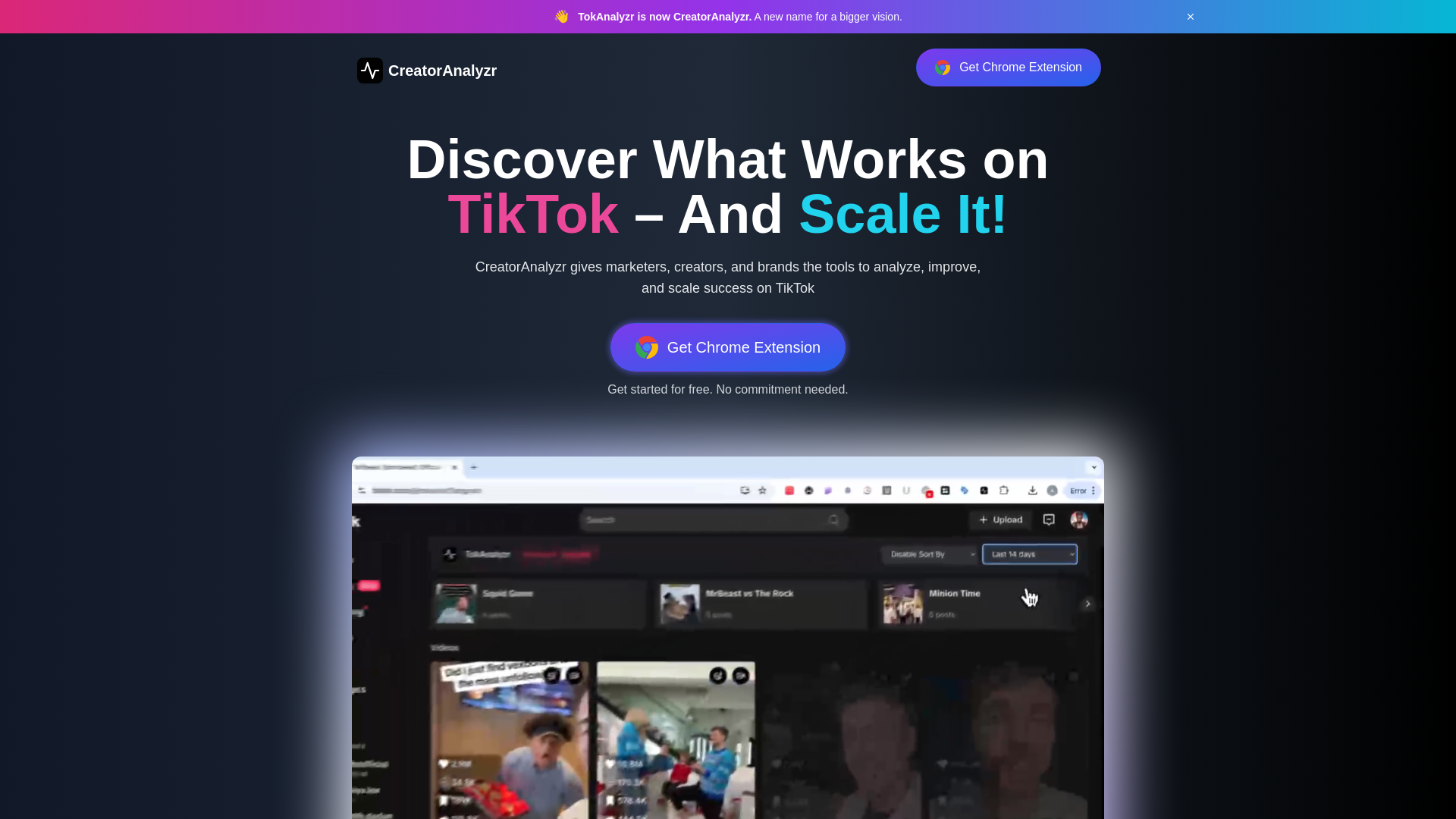 website screenshot of https://creatoranalyzr.com