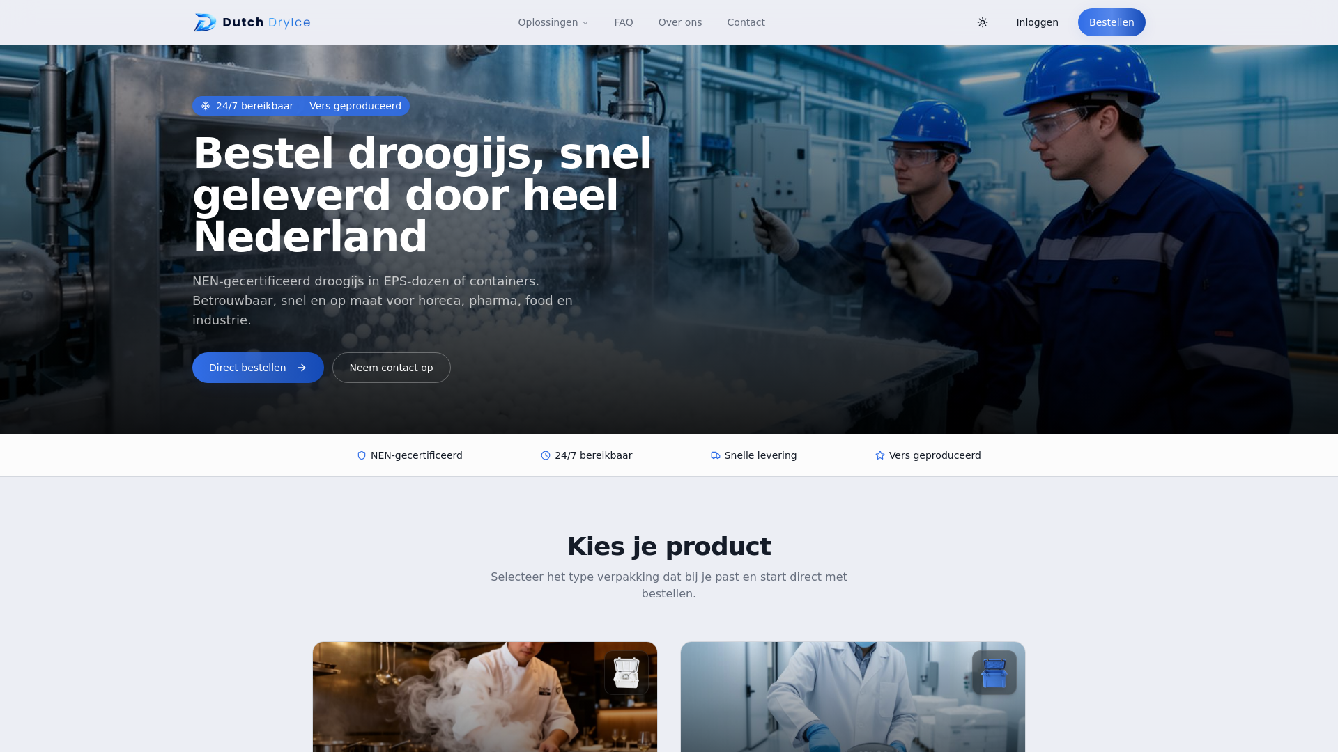 website screenshot of https://dutchdryice.com/