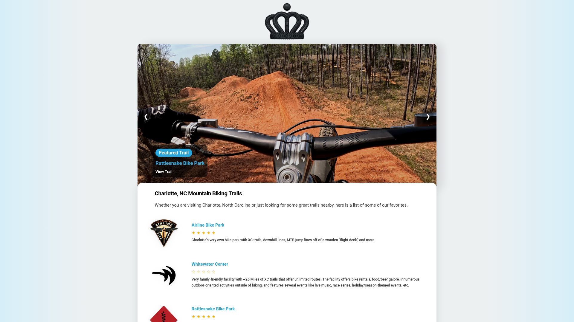 website screenshot of https://ridecltmtb.com