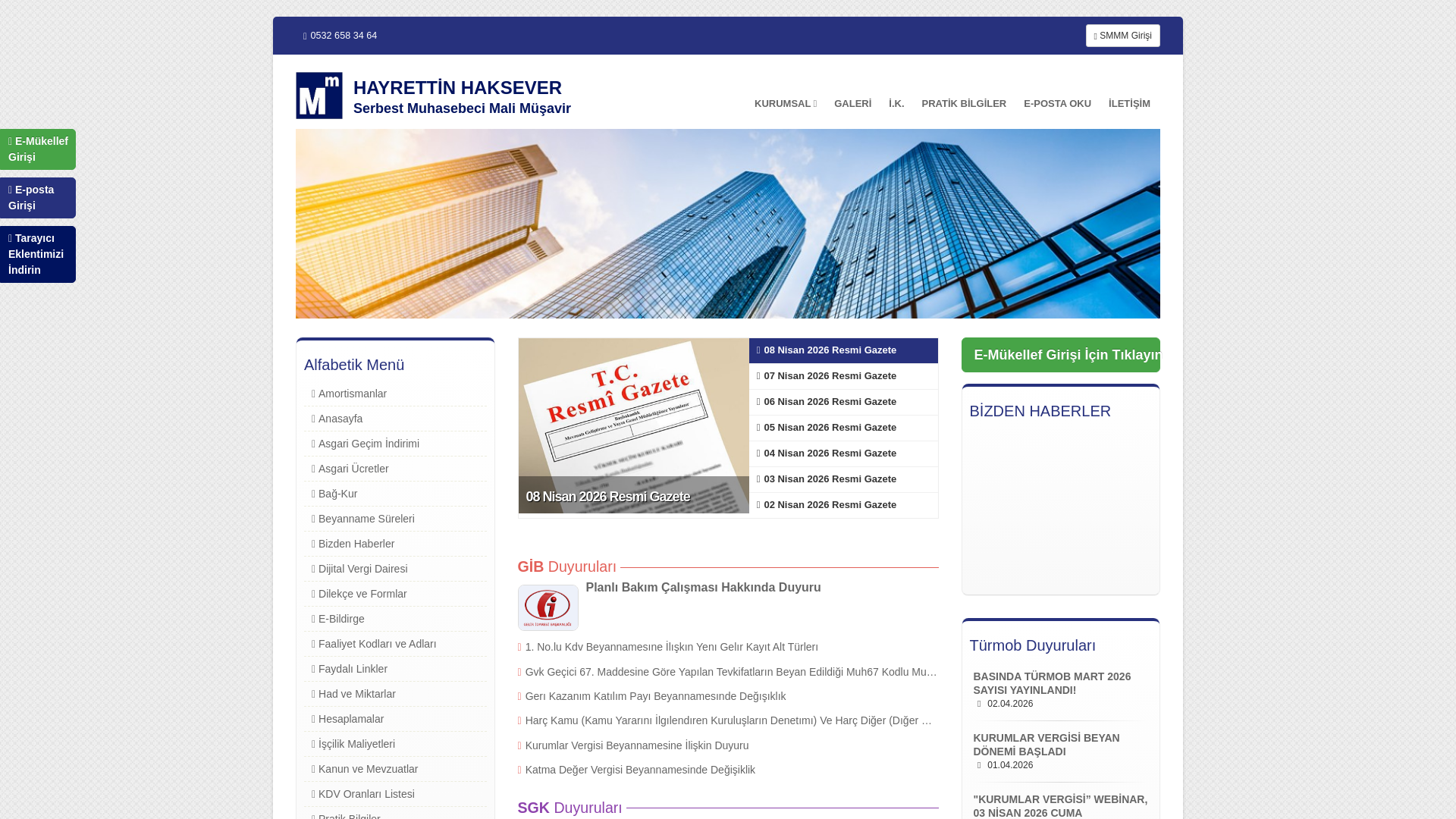 website screenshot of https://haksevermuhasebe.com.tr/