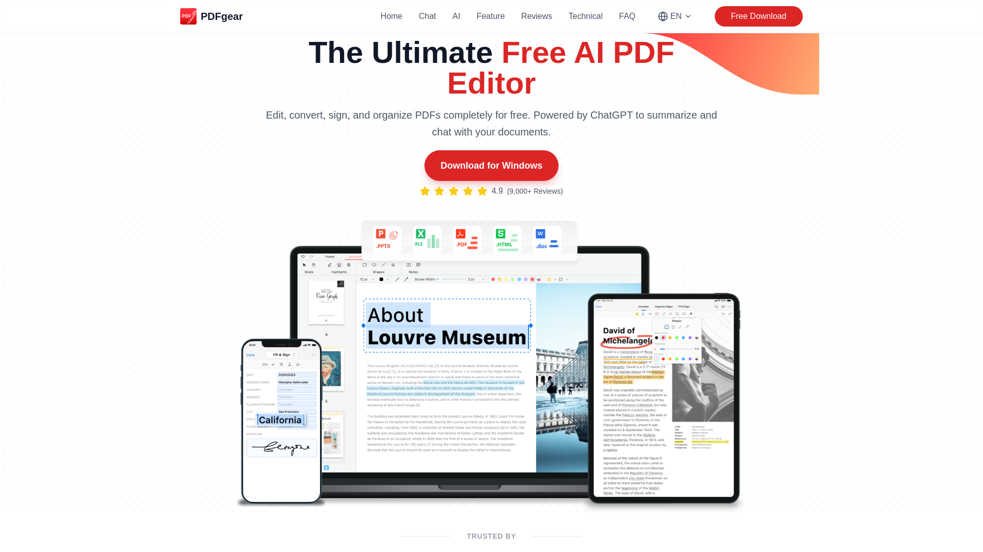 website screenshot of https://pdfgear.dev