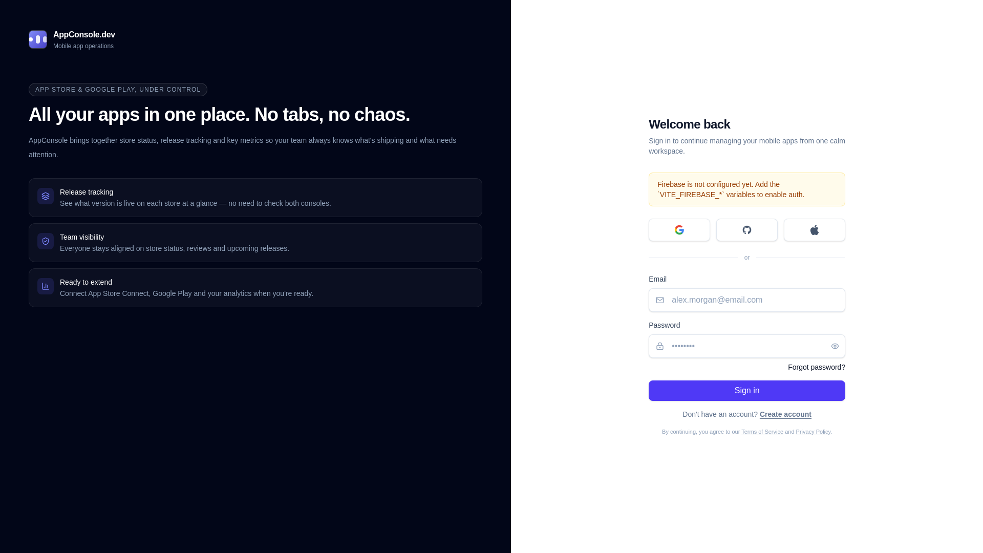 website screenshot of https://appconsoledev.pages.dev/