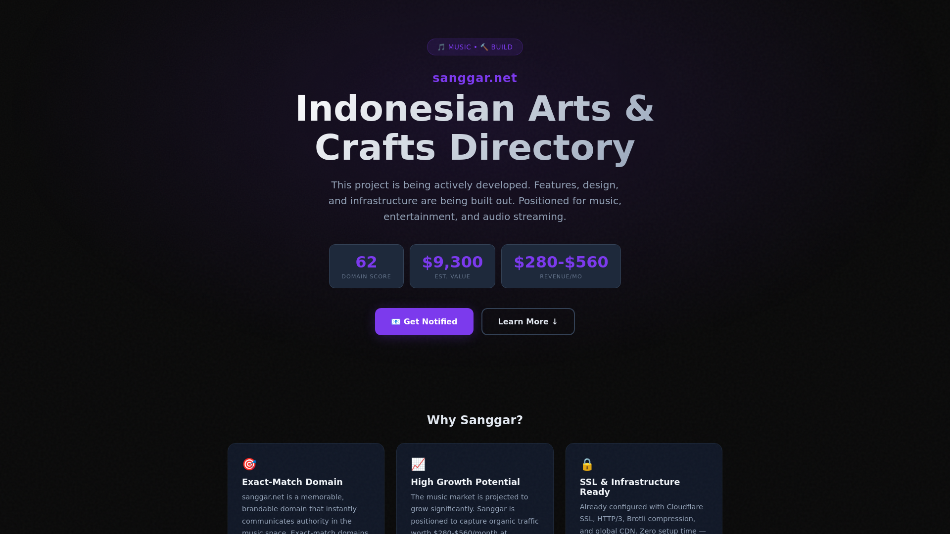 website screenshot of https://sanggar.net/