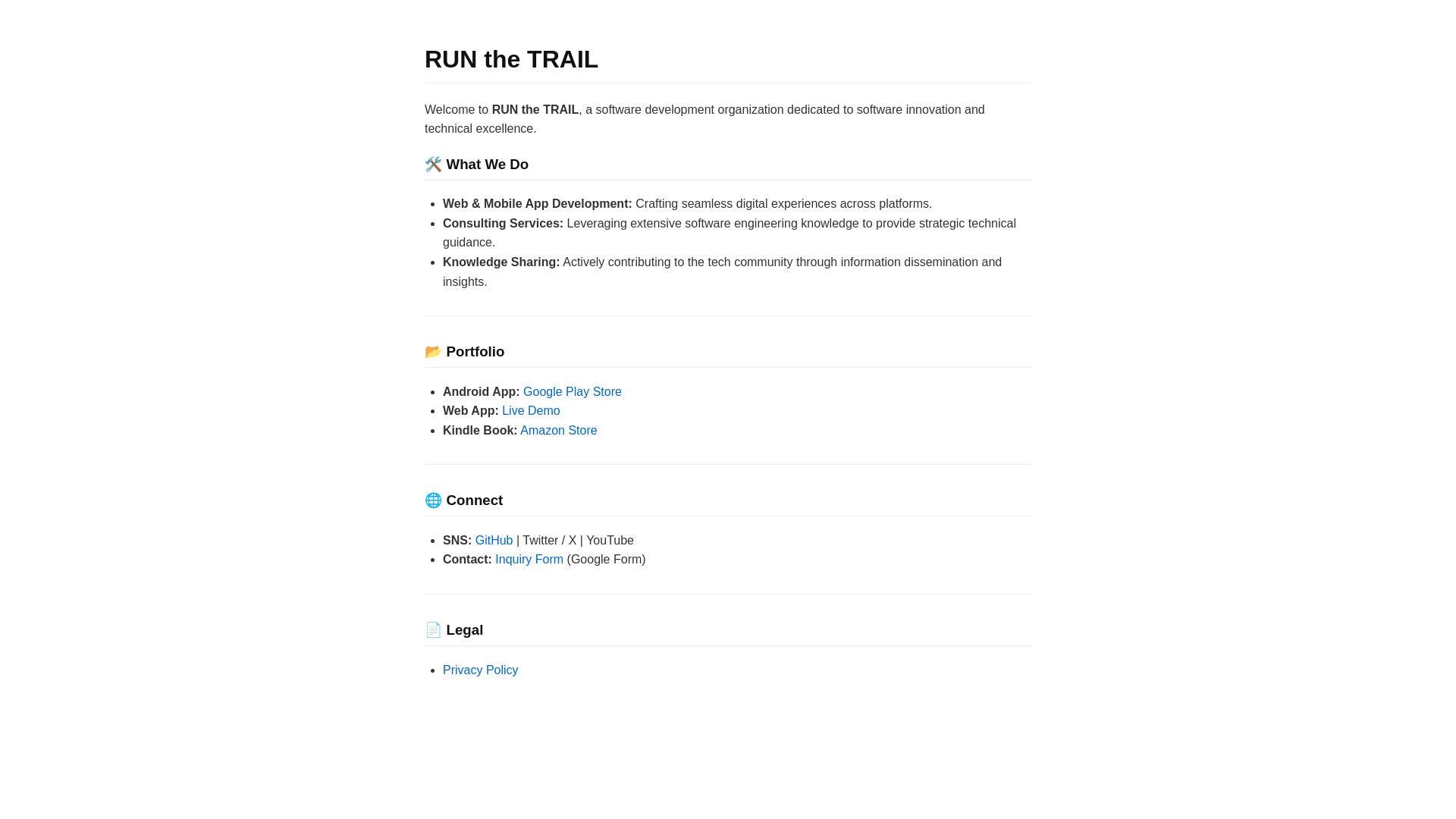 website screenshot of https://runthetrail.org