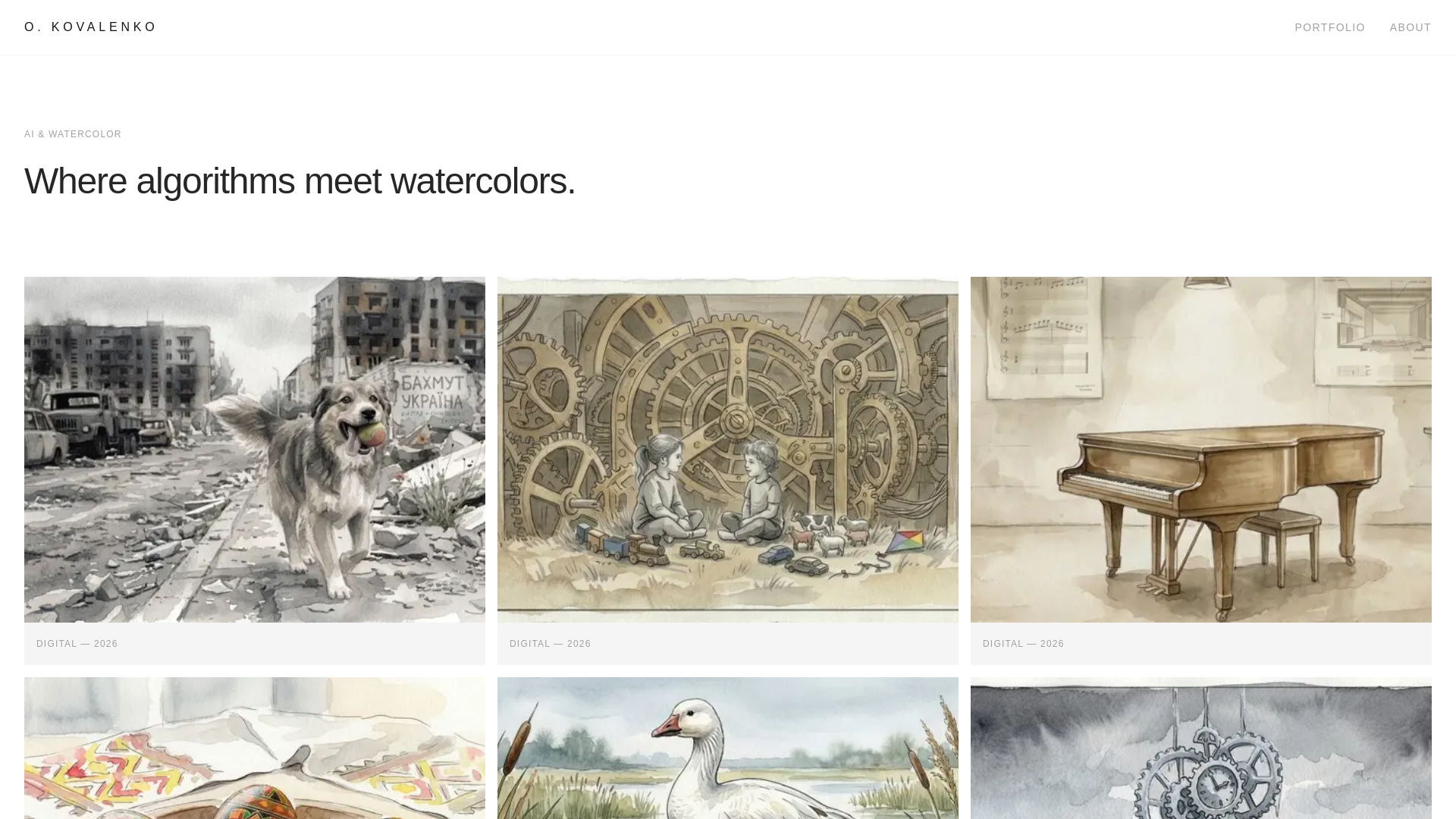 website screenshot of https://oksanakovalenko.art/