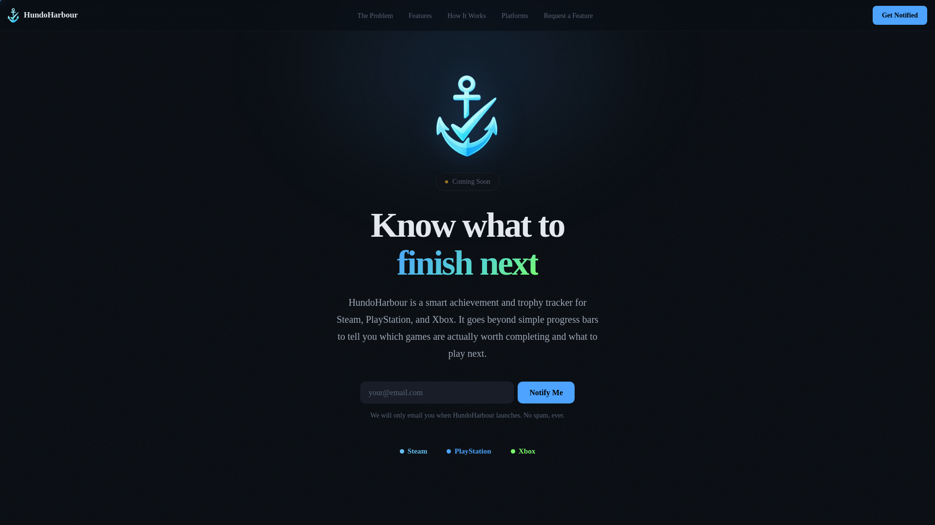 website screenshot of https://hundoharbour.com/