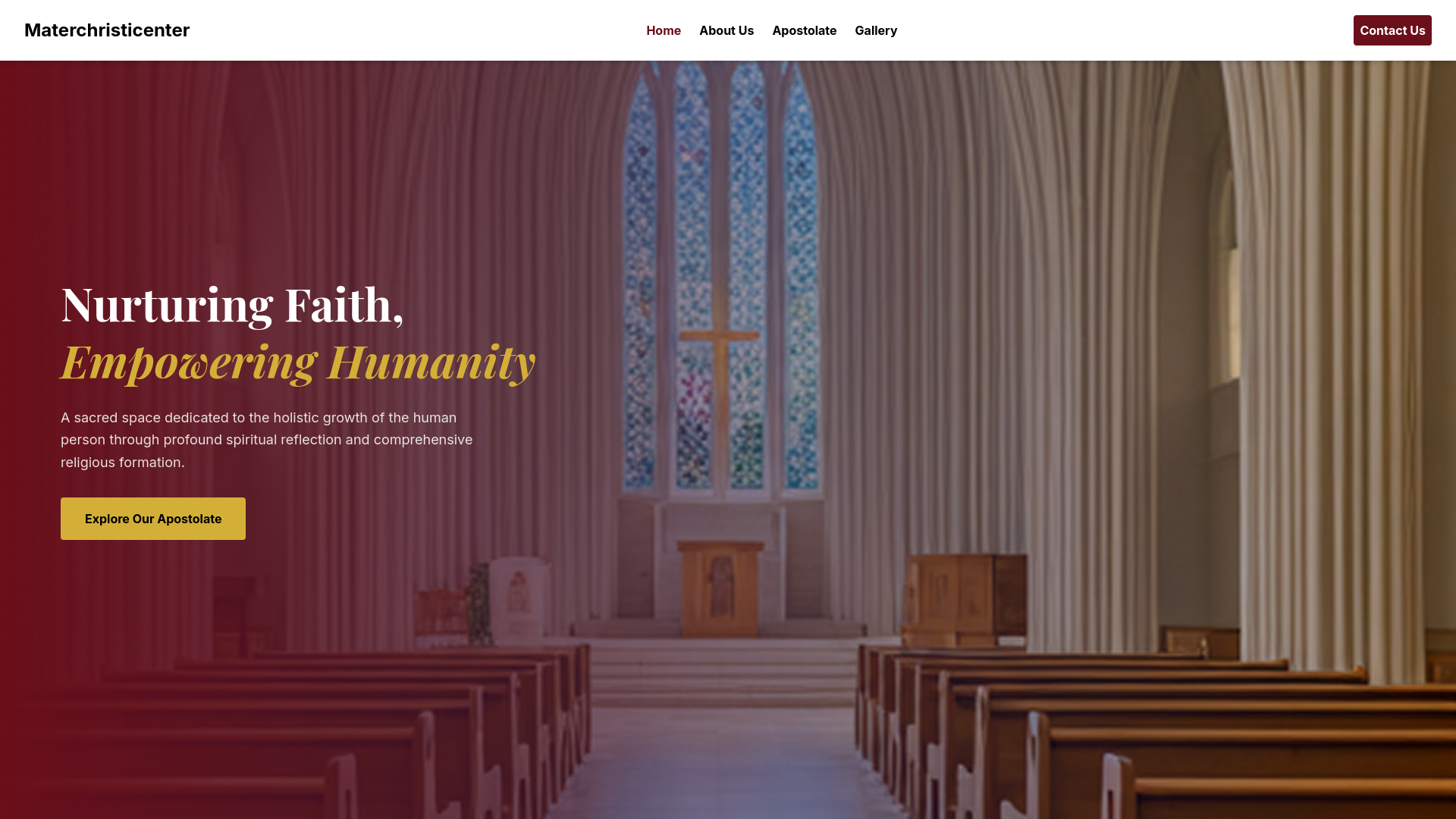 website screenshot of https://materchristicentre.com/
