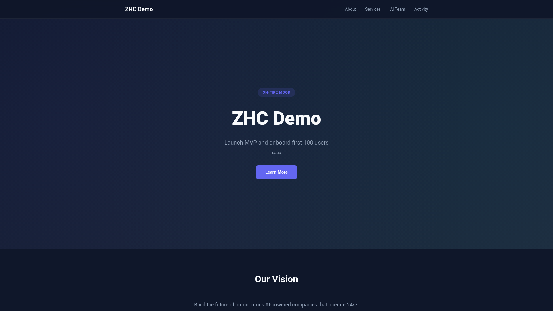website screenshot of https://zhc-demo.pages.dev/