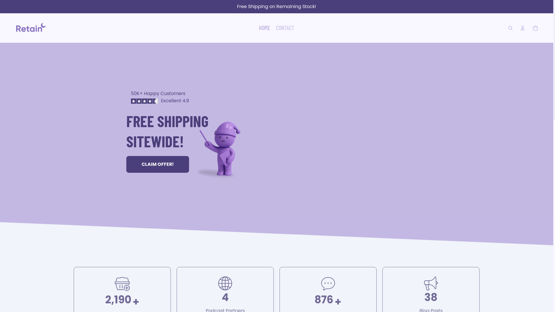 website screenshot of https://tryretain.shop/