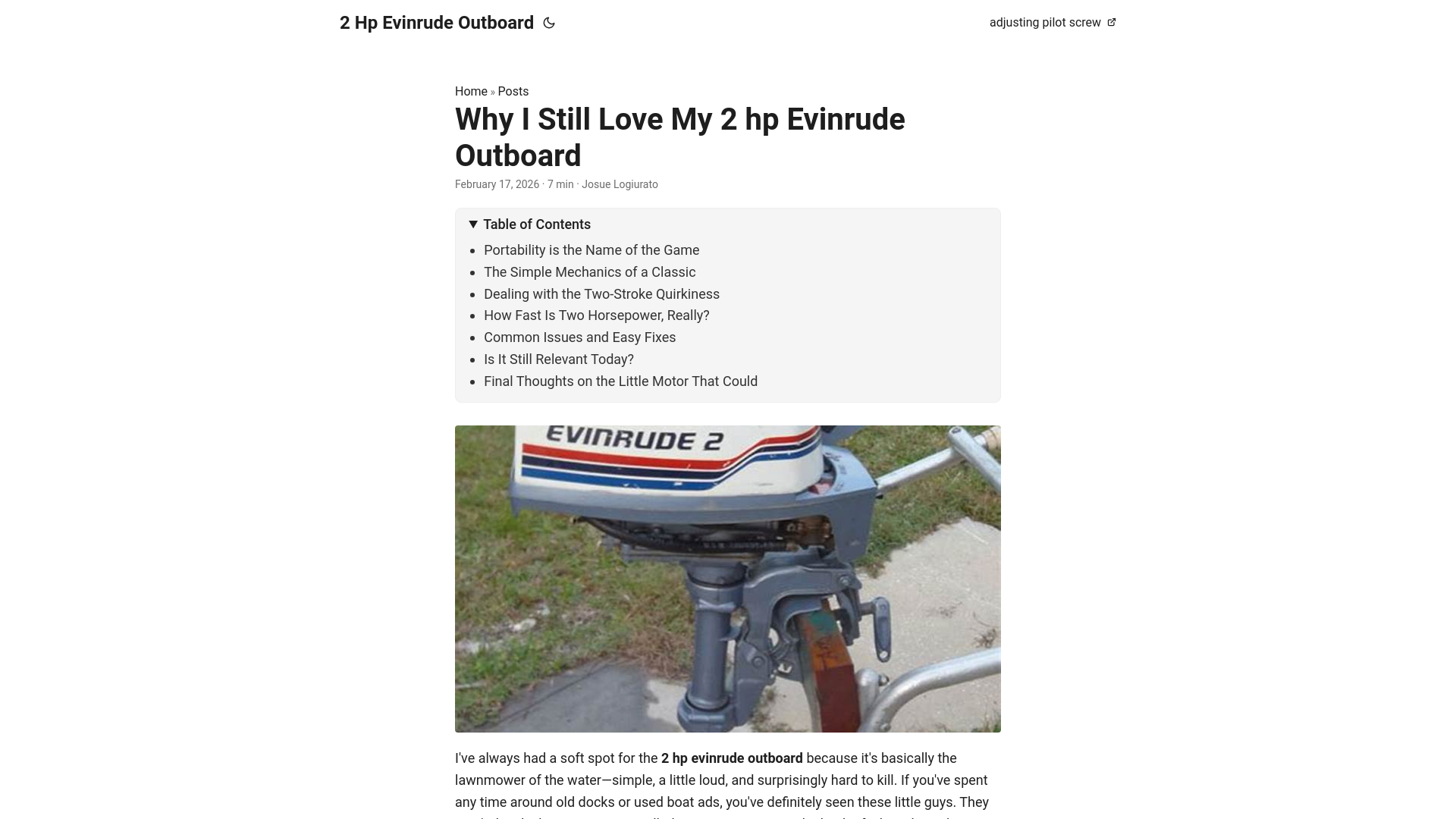 website screenshot of https://2-hp-evinrude-outboard.pages.dev/