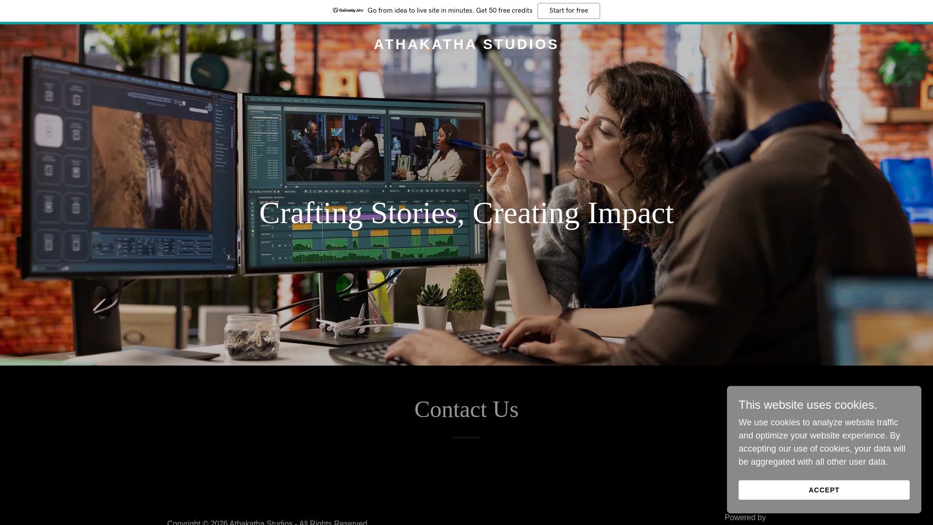 website screenshot of https://athakathastudios.com/