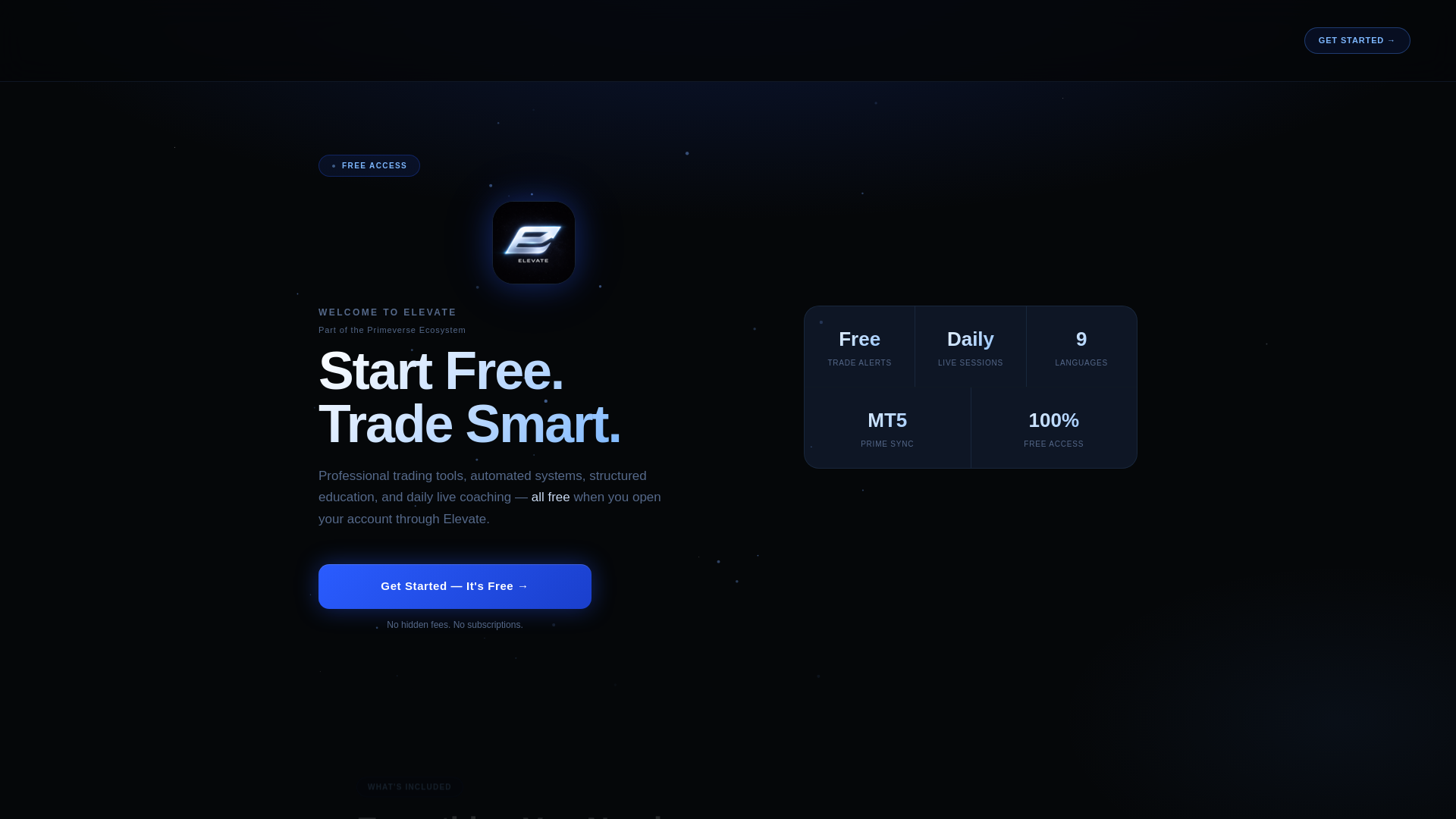 website screenshot of https://joinelevate.trading